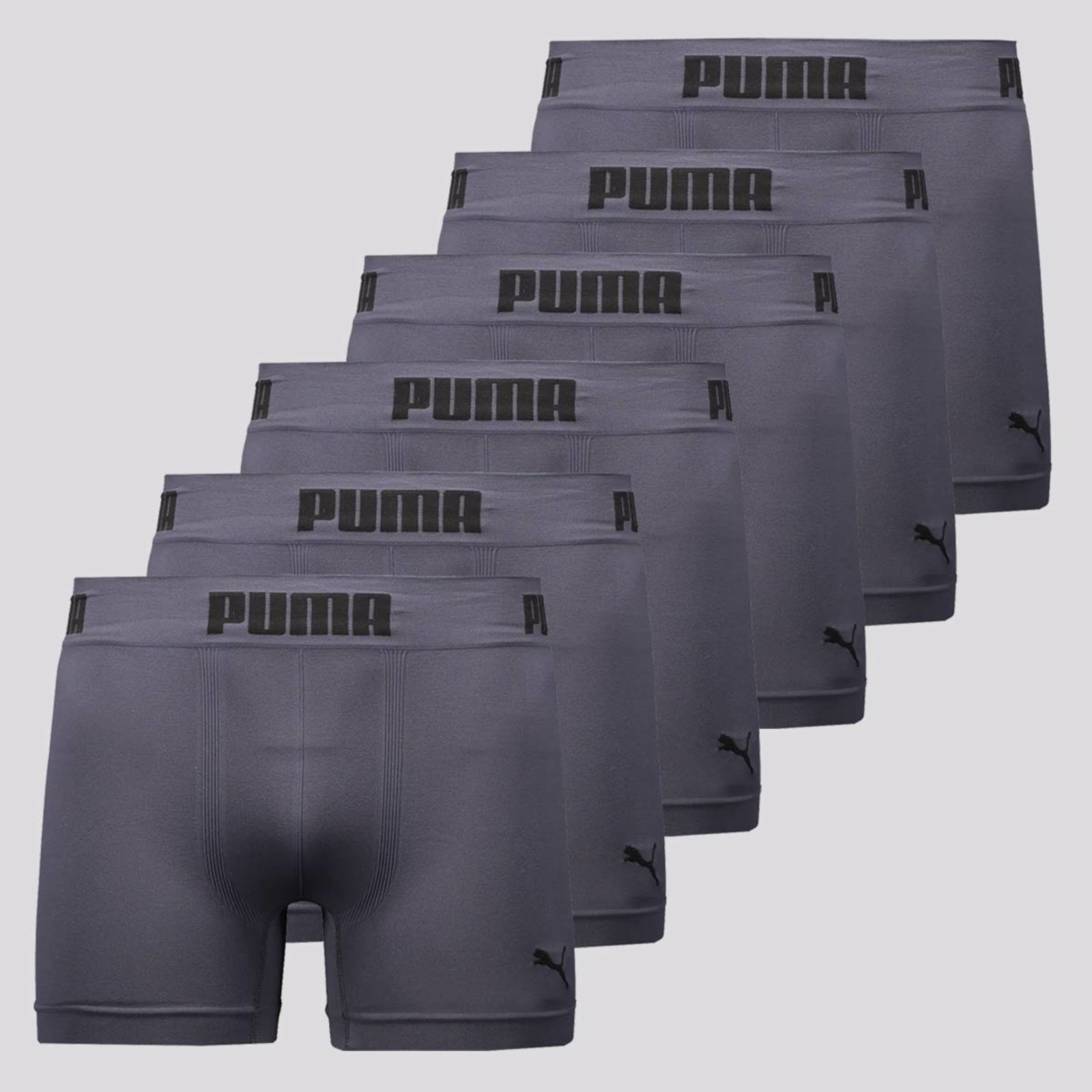 Kit 6 Cuecas Boxer Puma Anatomic Sem Costura Cinza