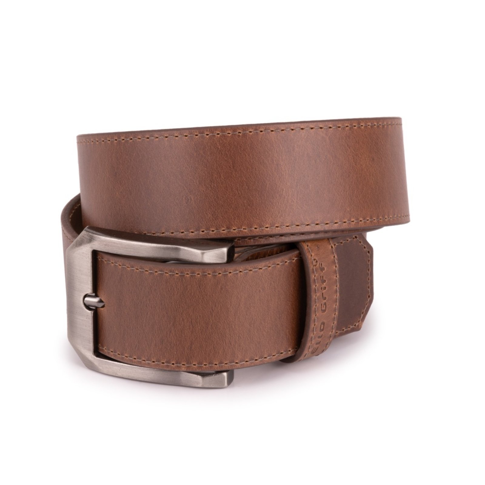 Cinto Masculino Couro Legítimo Casual Esportivo Ajustável Marrom Ello Griff