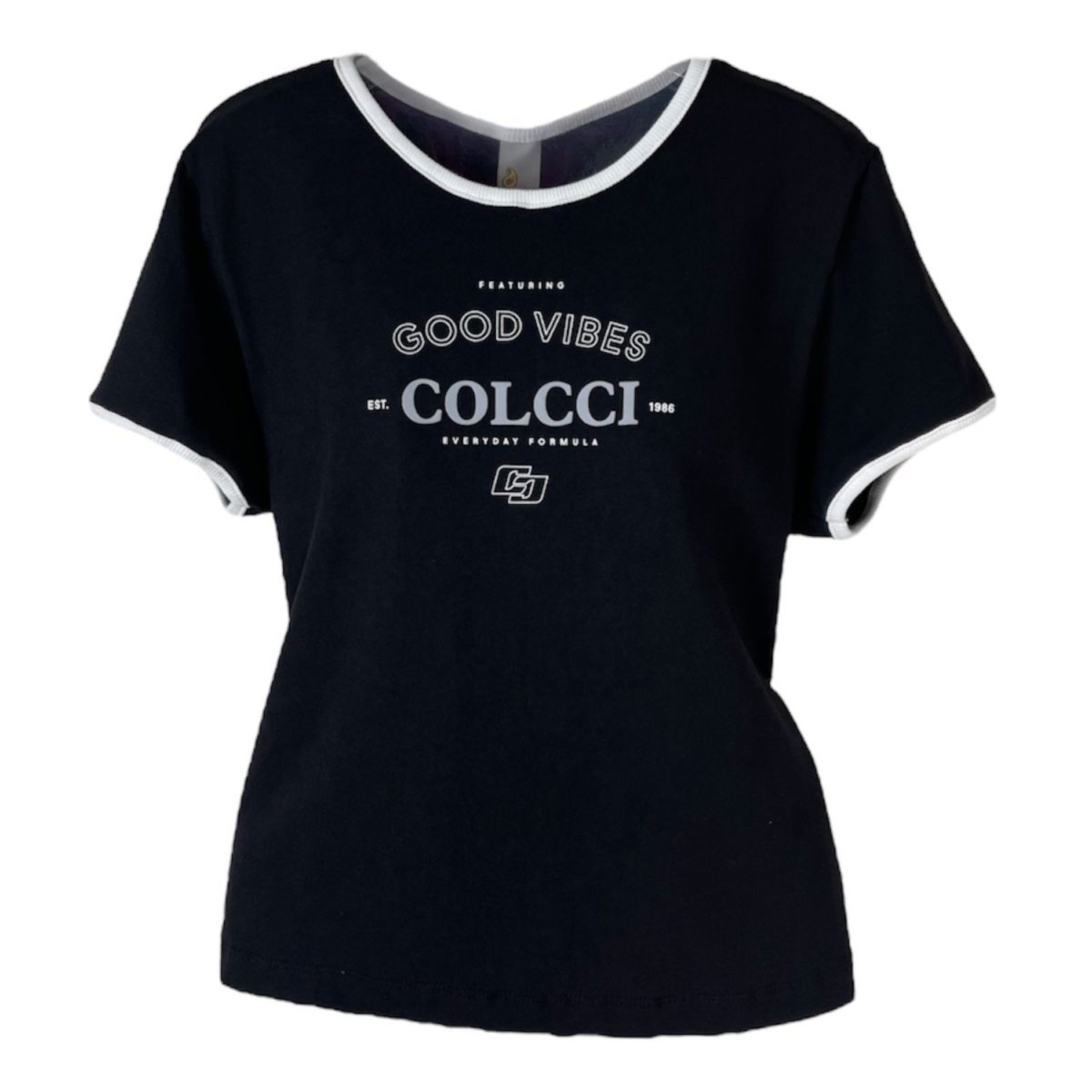 Camiseta Justa Feminina Com Estampa Colcci Preto