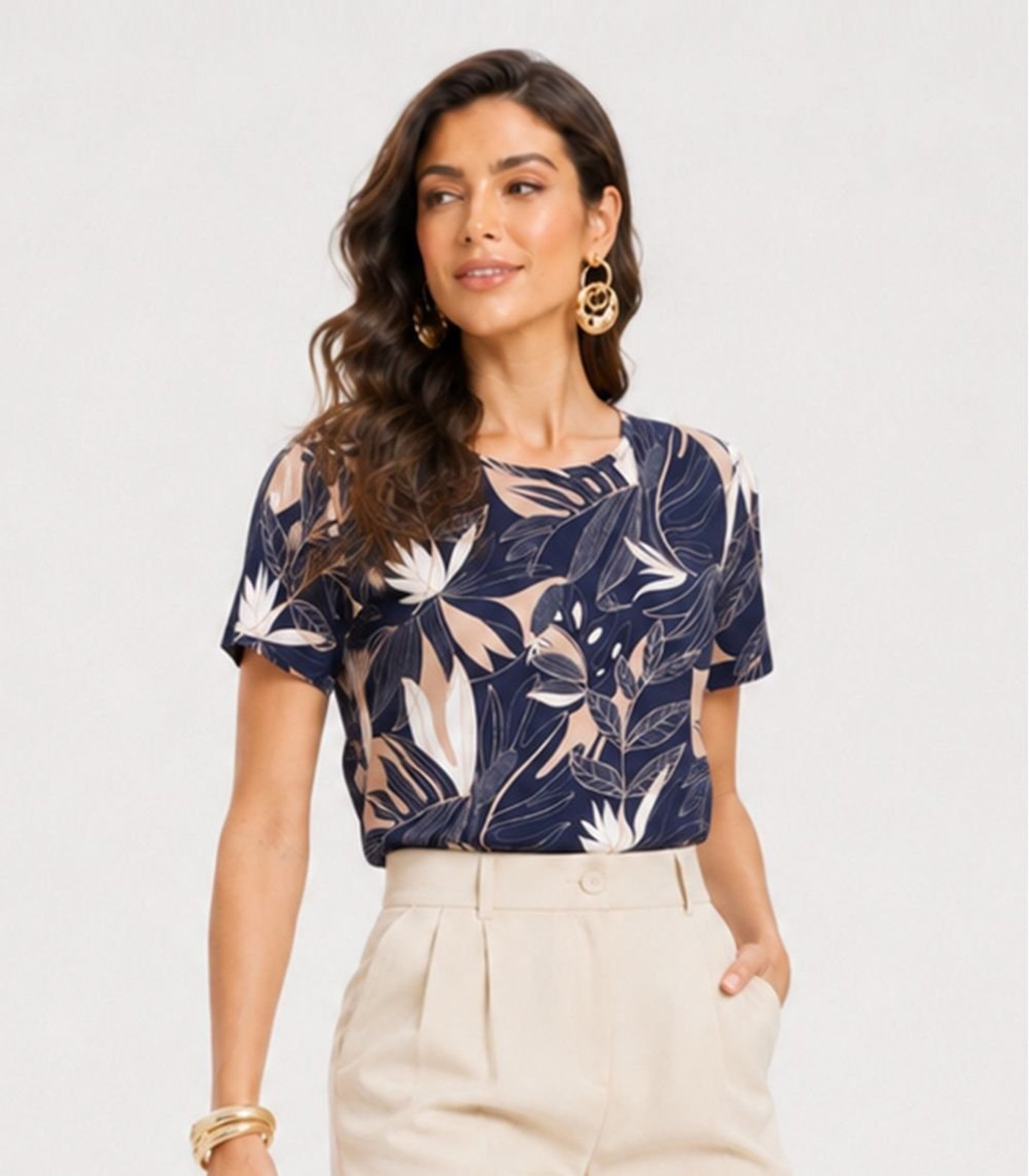 Blusa Feminina Estampada Infinita Cor Azul