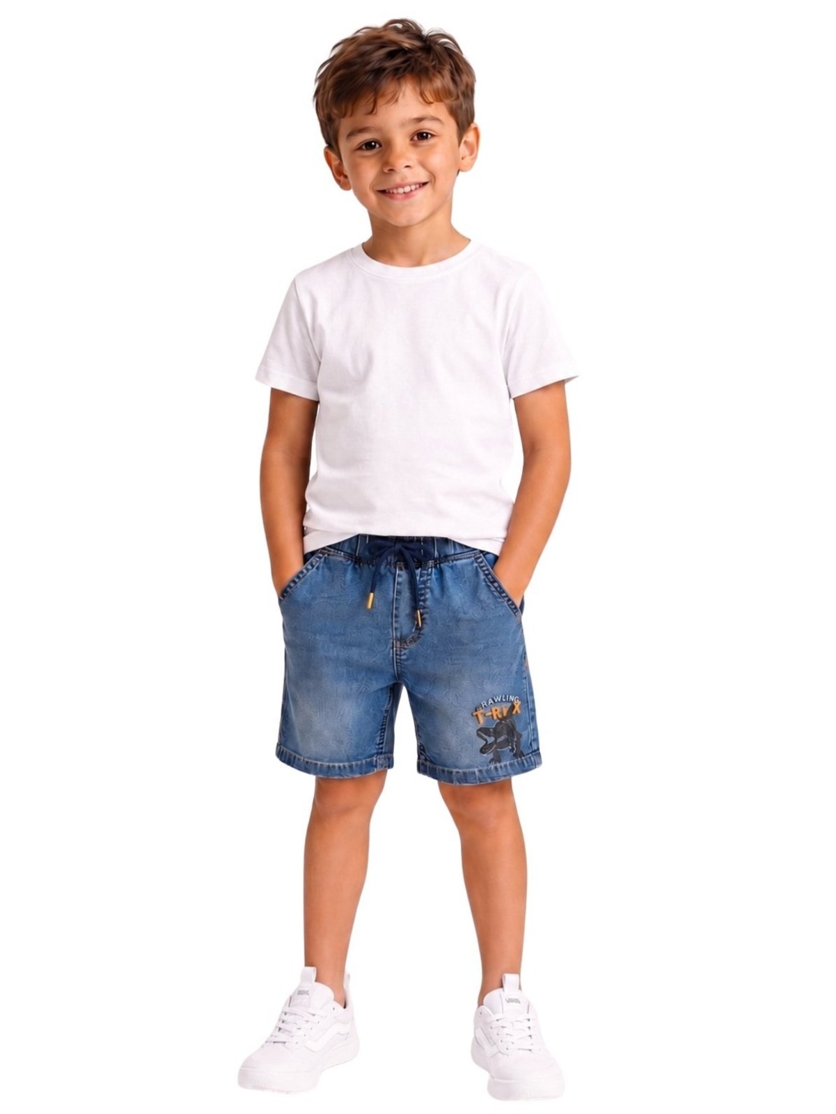 Infantil - Bermuda Jeans Jogger Crawling Masculina Confort Azul