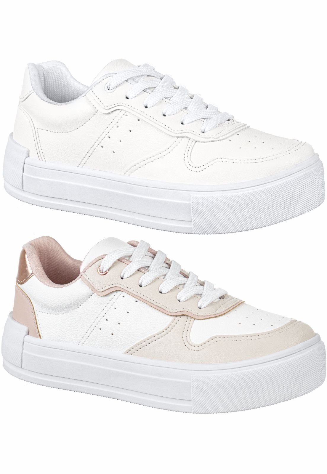 Kit 2 Pares Tenis Casual Feminino Gigil Recortes Retrô Branco/Rose