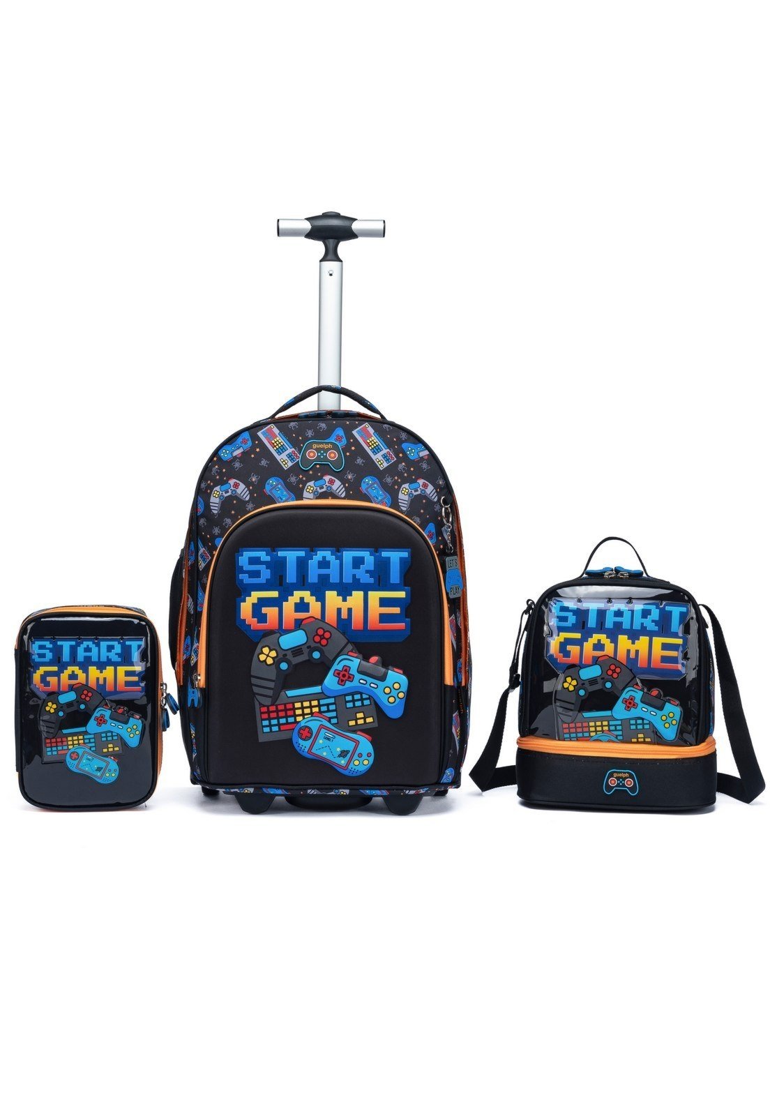 Kit Mochila Lancheira Estojo Masculino Espaçosa Reforçada