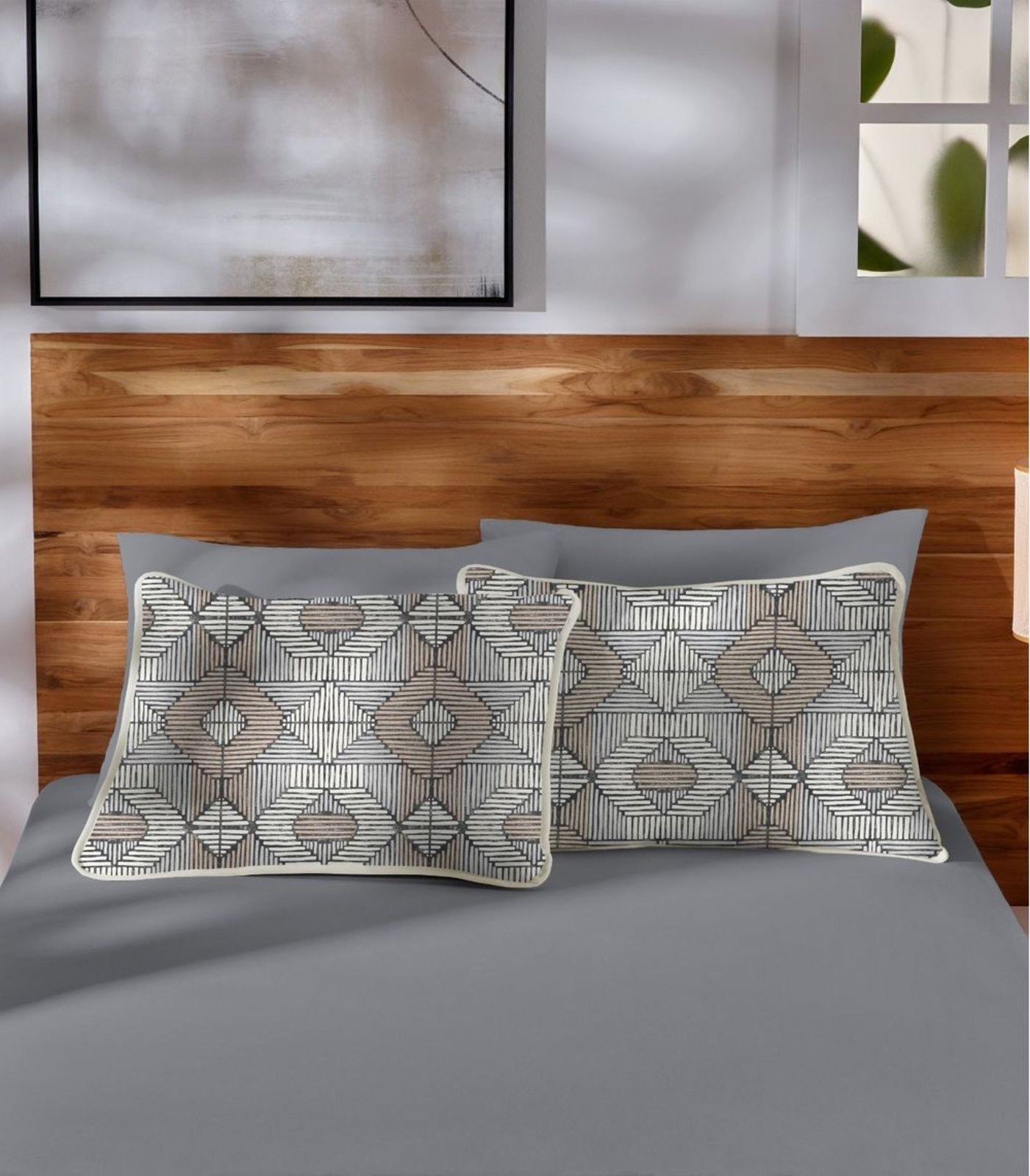 Jogo de Cama Queen 3pçs Estampado Vivaldi Cinza