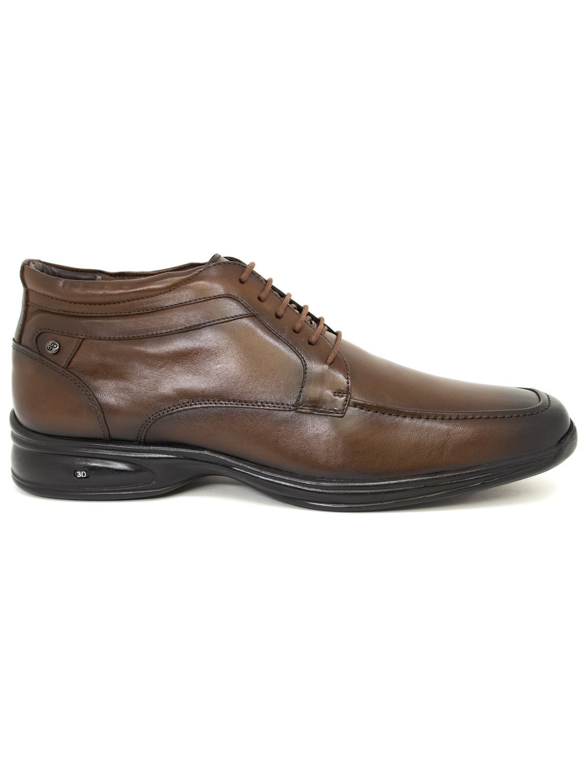 Bota Masculina Social Jota Pe 3D Cano Curto Couro Marrom Dark Brown