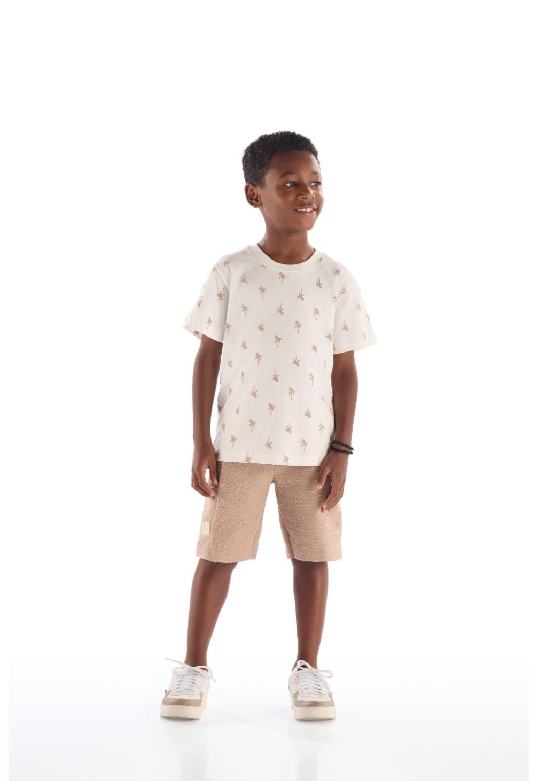 Infantil - Conjunto Camiseta Estampada Bermuda Quimby Branco