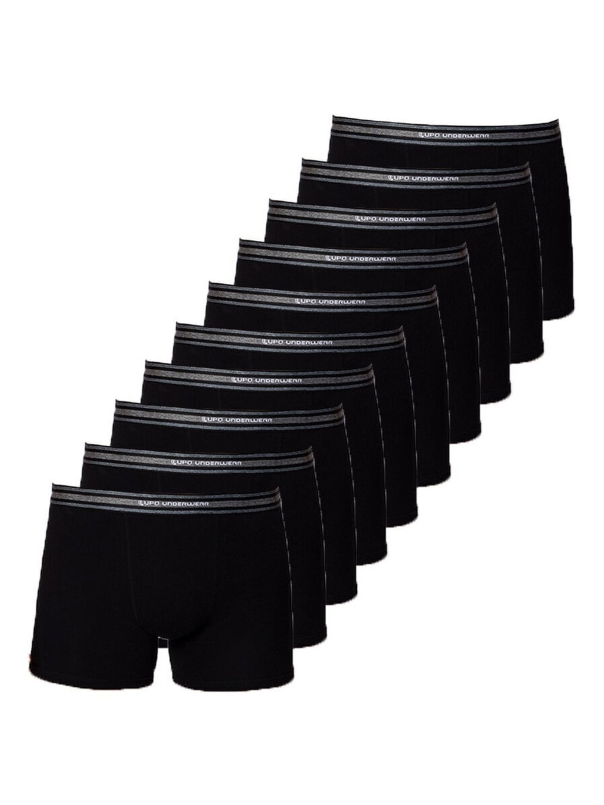 Kit com 10 Cuecas Boxer Lupo 523-003 Preto