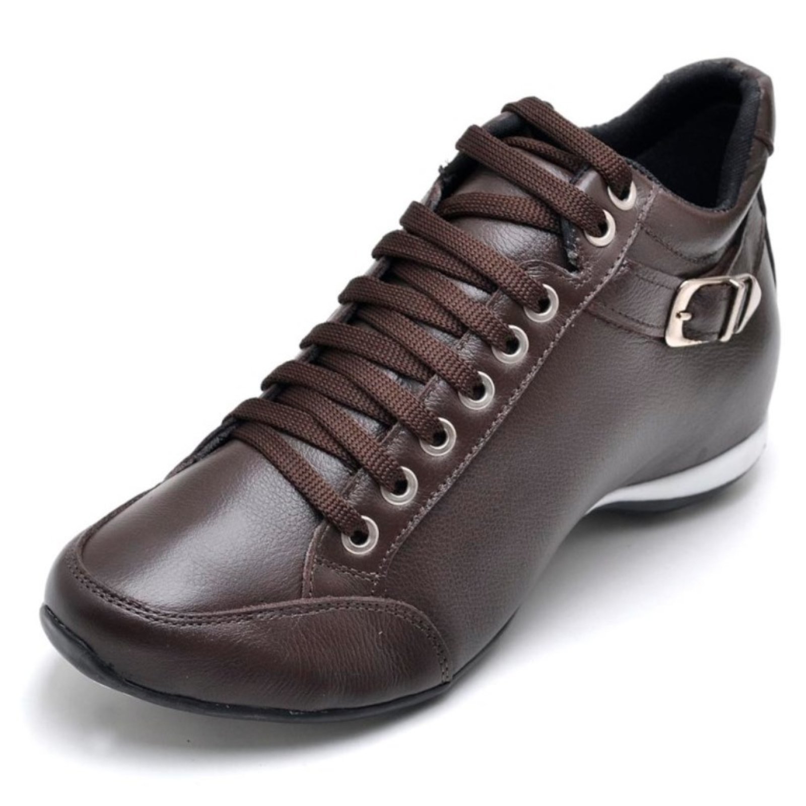 Bota Feminina Cano Curto 3/4 Esportiva Clube do Sapato de Franca Peccato Top Confort 2 Fivela Café Marrom