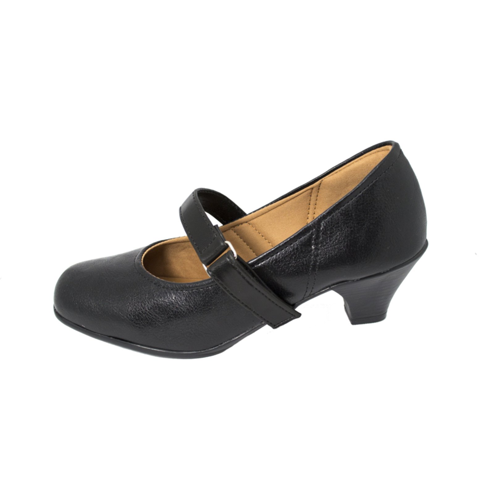 Vista 3 Sapato Social Boneca Fechado Salto Baixo Confort PariShoes preto PariShoes preto