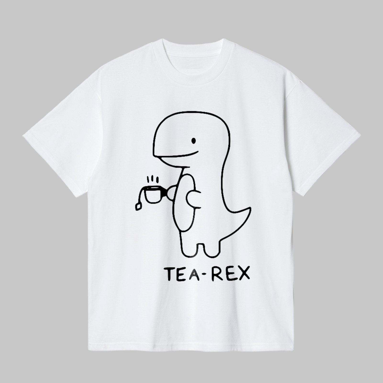 Camiseta Básica Tea Rex Dinossauro Fofo Engraçado Minimalista Branco
