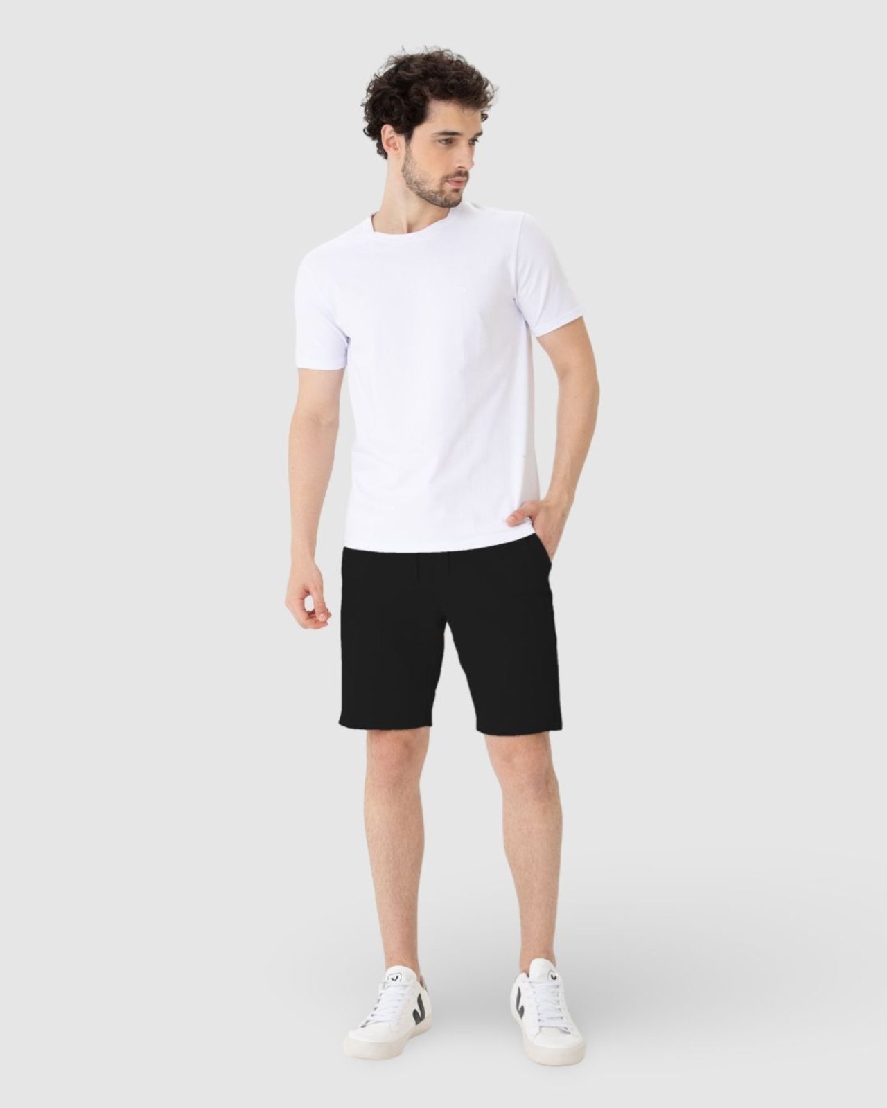 Bermuda Básica Masculina Comfort Em Moletom Preto - GG Malwee