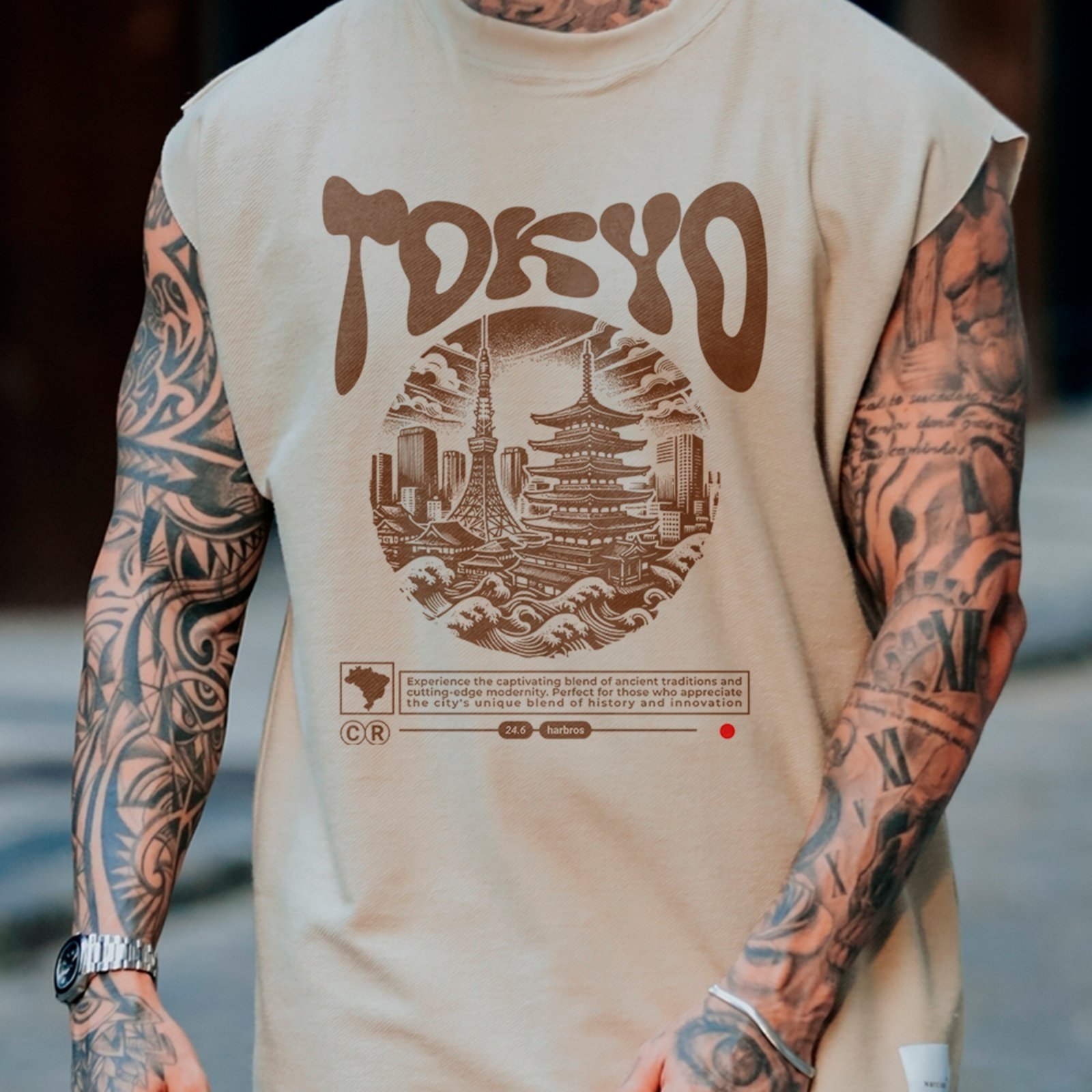 Camiseta Regata Machão Tokyo Japão Streetwear Oriental Off White