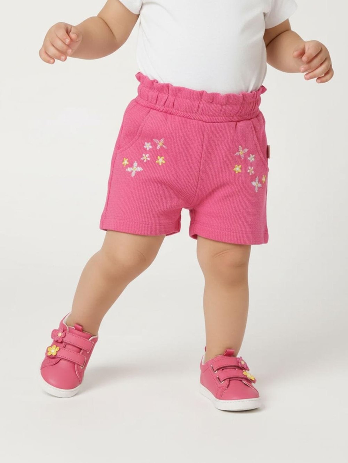 Infantil - Short Texturizado Bordado Para Menina - PINK
