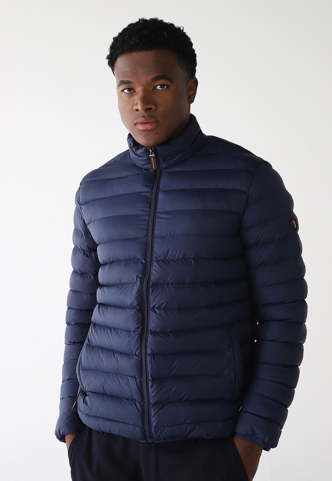 Jaqueta Puffer Aleatory Logo Azul-Marinho