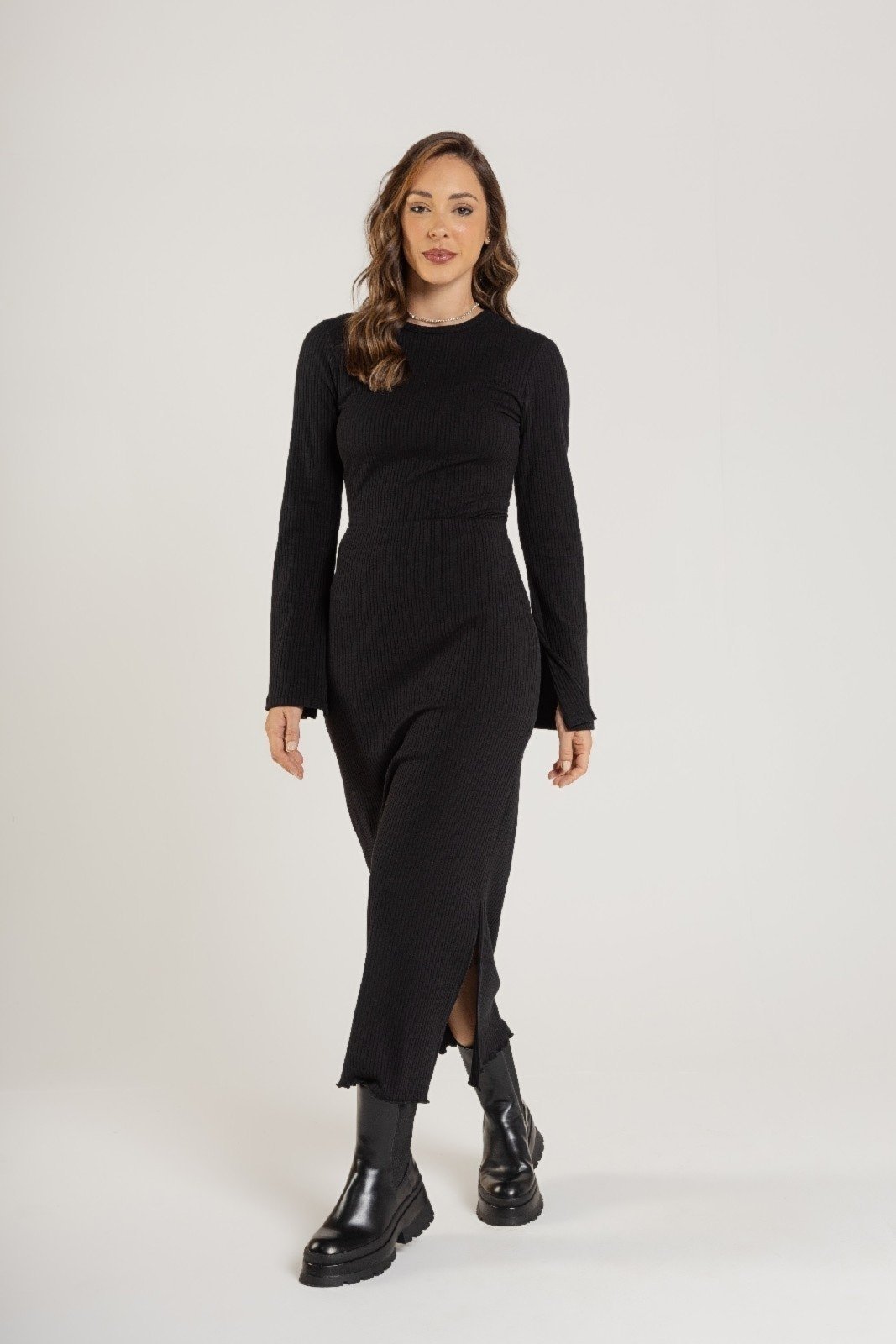 Saia Feminina em Ribana Canelada Just Basic Preto