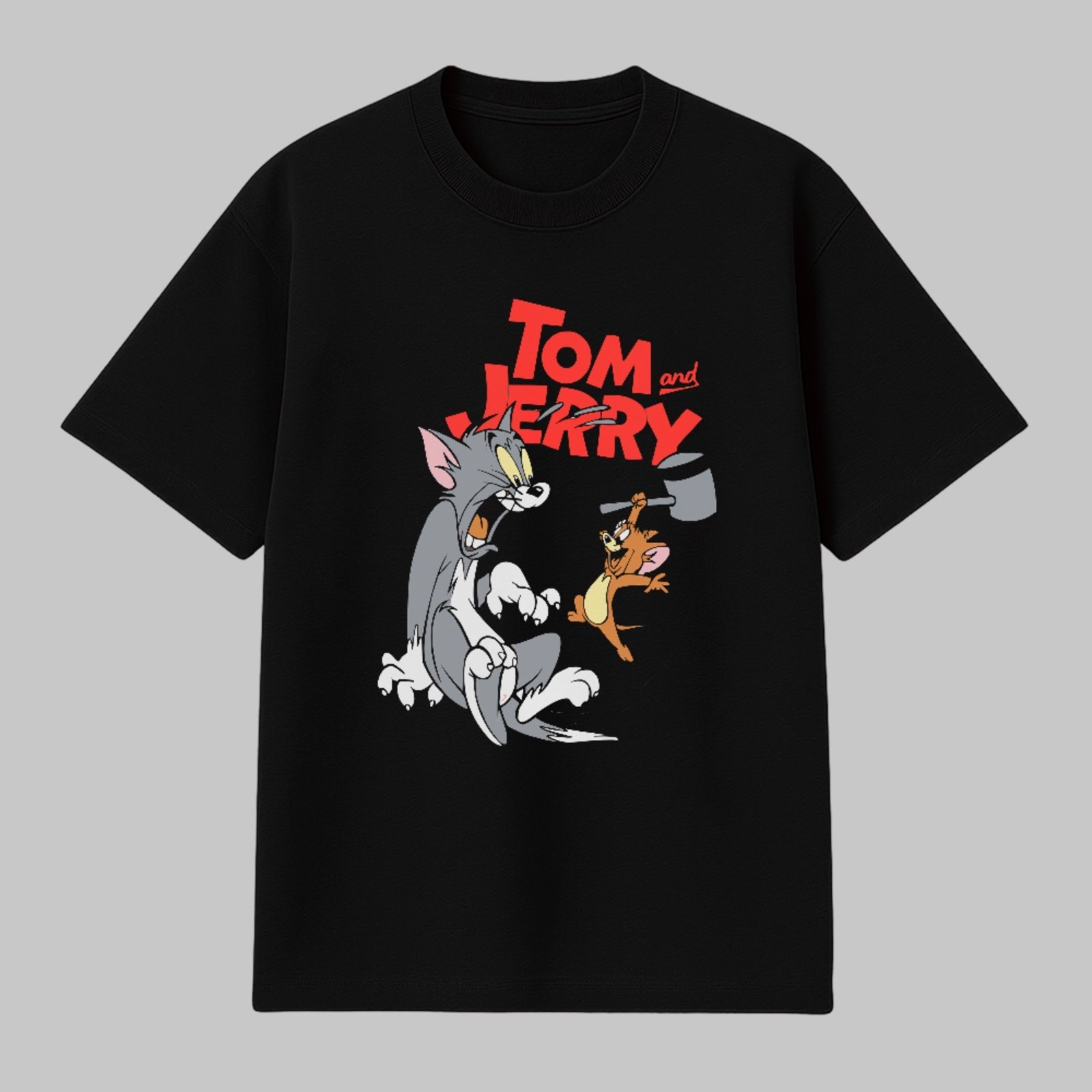 Camiseta Básica Dupla Rival Lendária Tom And Jerry Desenho Clássico Unissex Preto