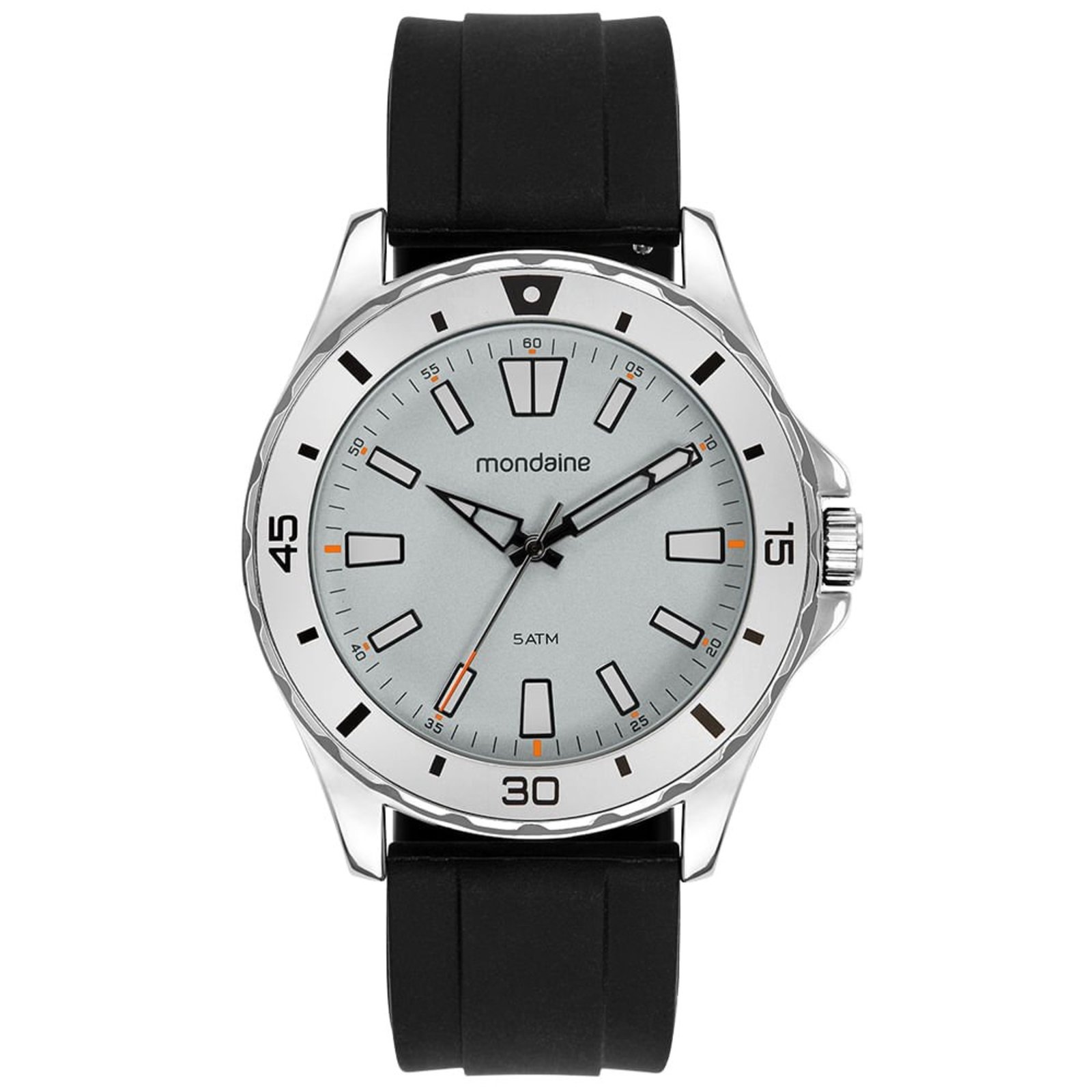 Relógio Mondaine Masculino Bisel Cinza Pulseira em Silicone Mondaine