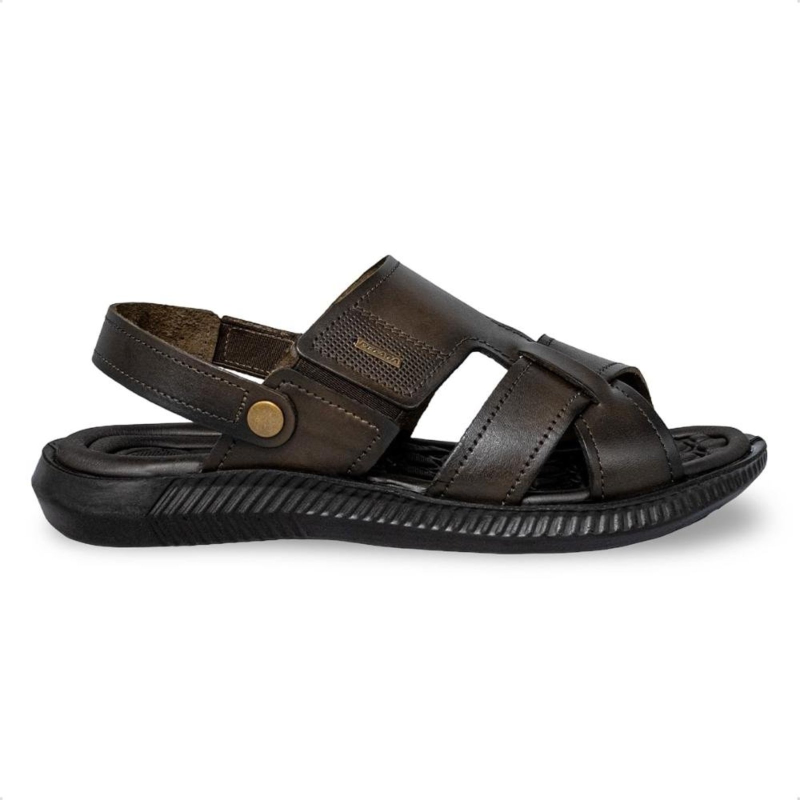 Sandália Pegada Masculina Em Couro 2 em 1 133162 Marrom