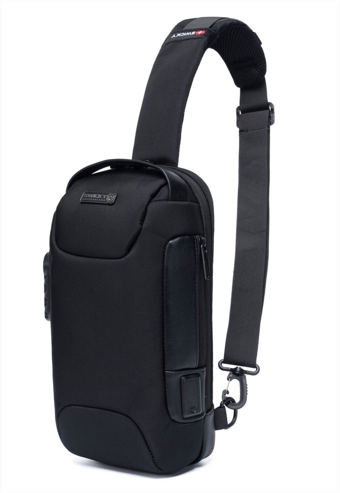 Vista 3 Shoulder Bag Masculina Tiracolo Bolsa Resistente Transversal SWICKY preto SWICKY preto