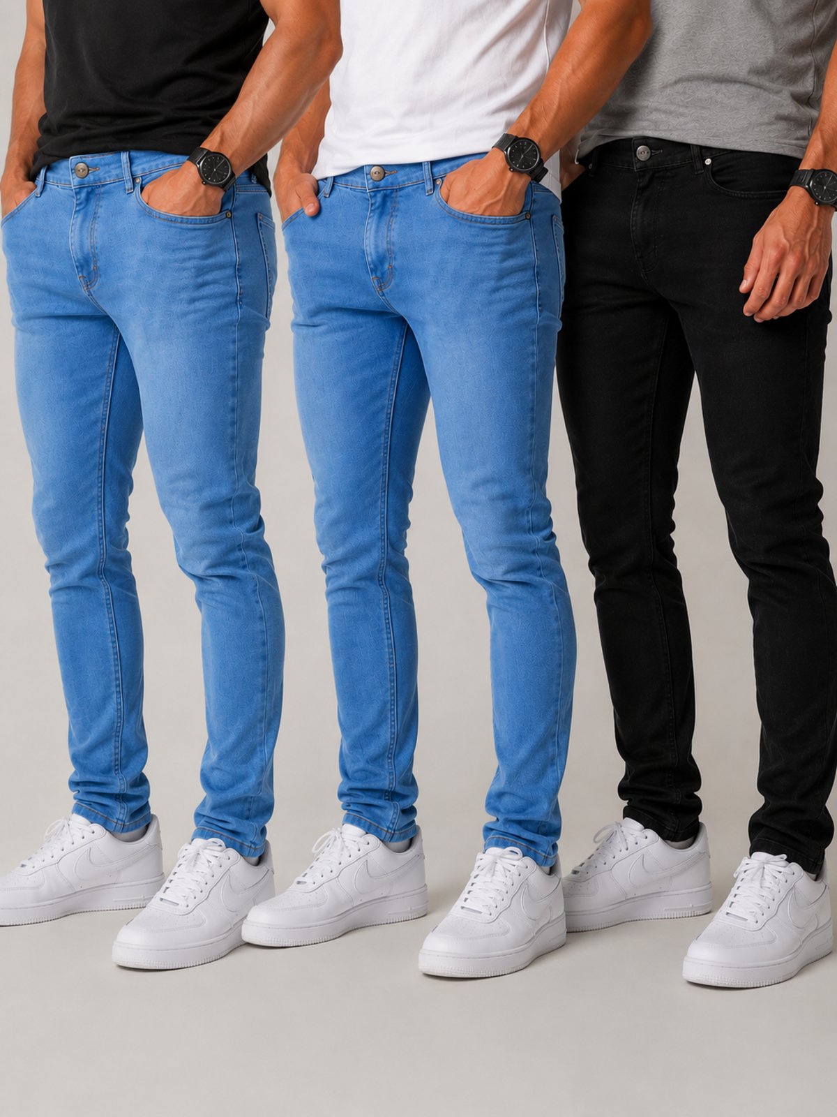 Kit 3 Calças Jeans Masculinas TEX JEANS Conforto Premium Delavê Preta