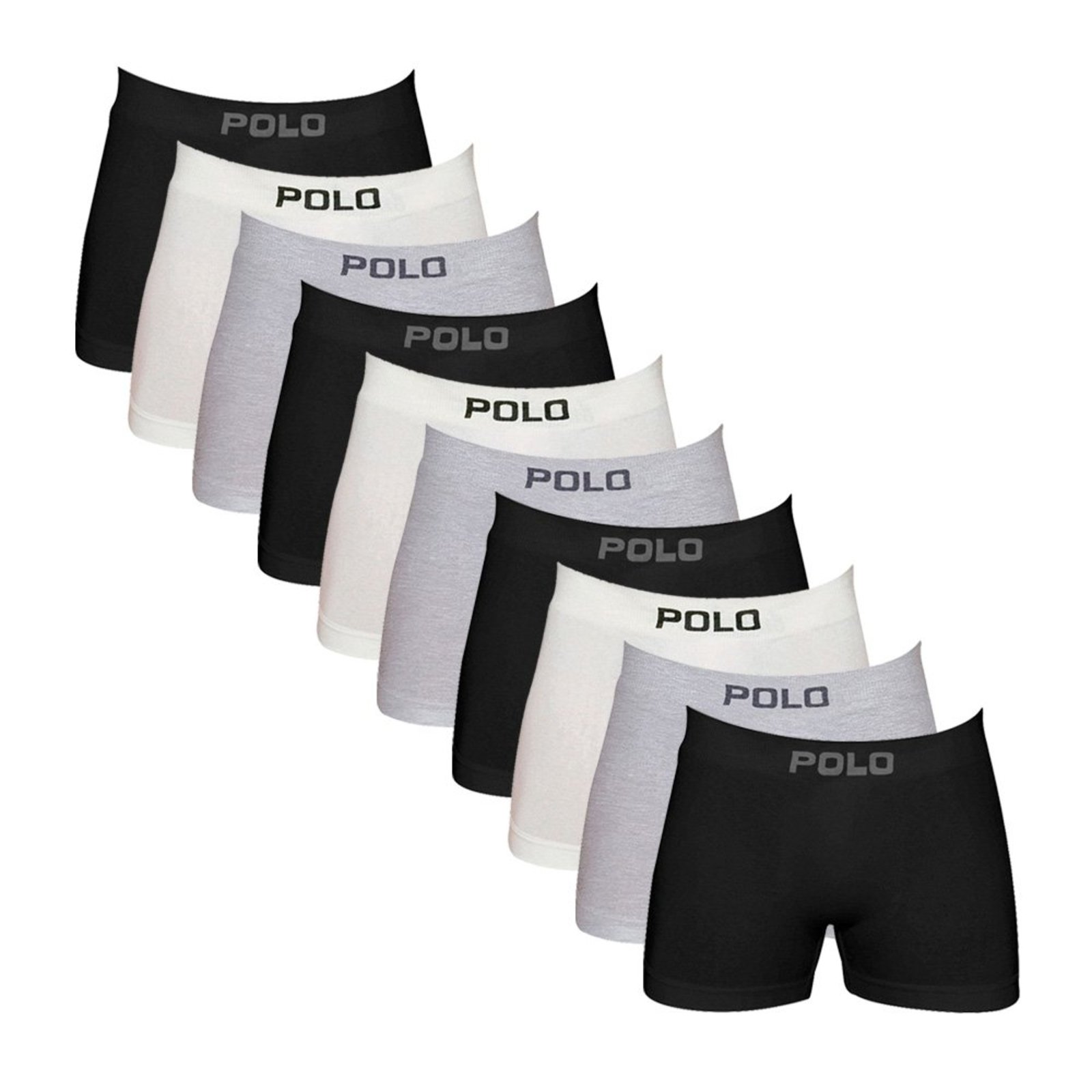 Kit 10 Cuecas Boxer Polo Star Algodão Sem Costura Sortida