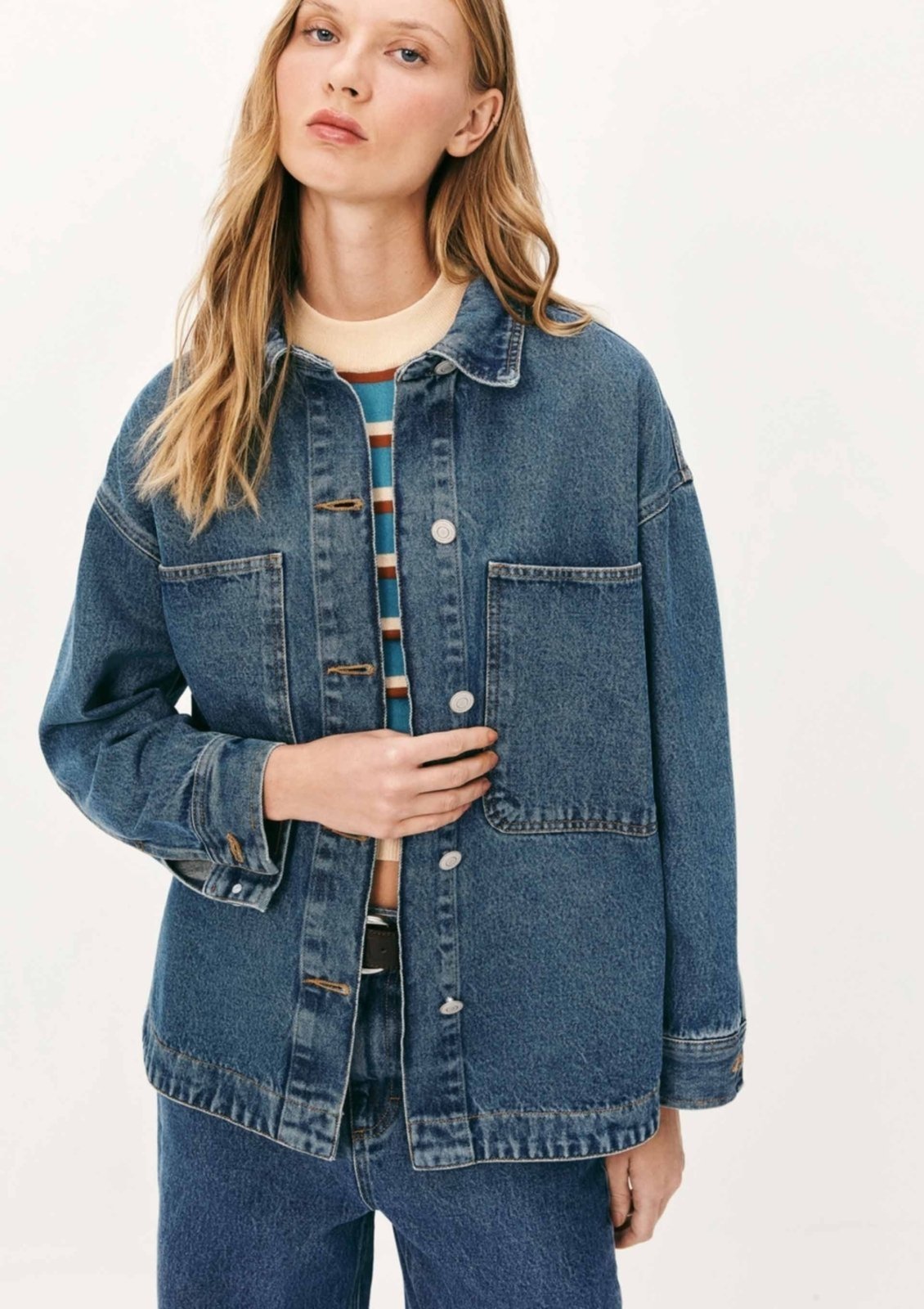Camisa Jeans Feminina Oversized Hering