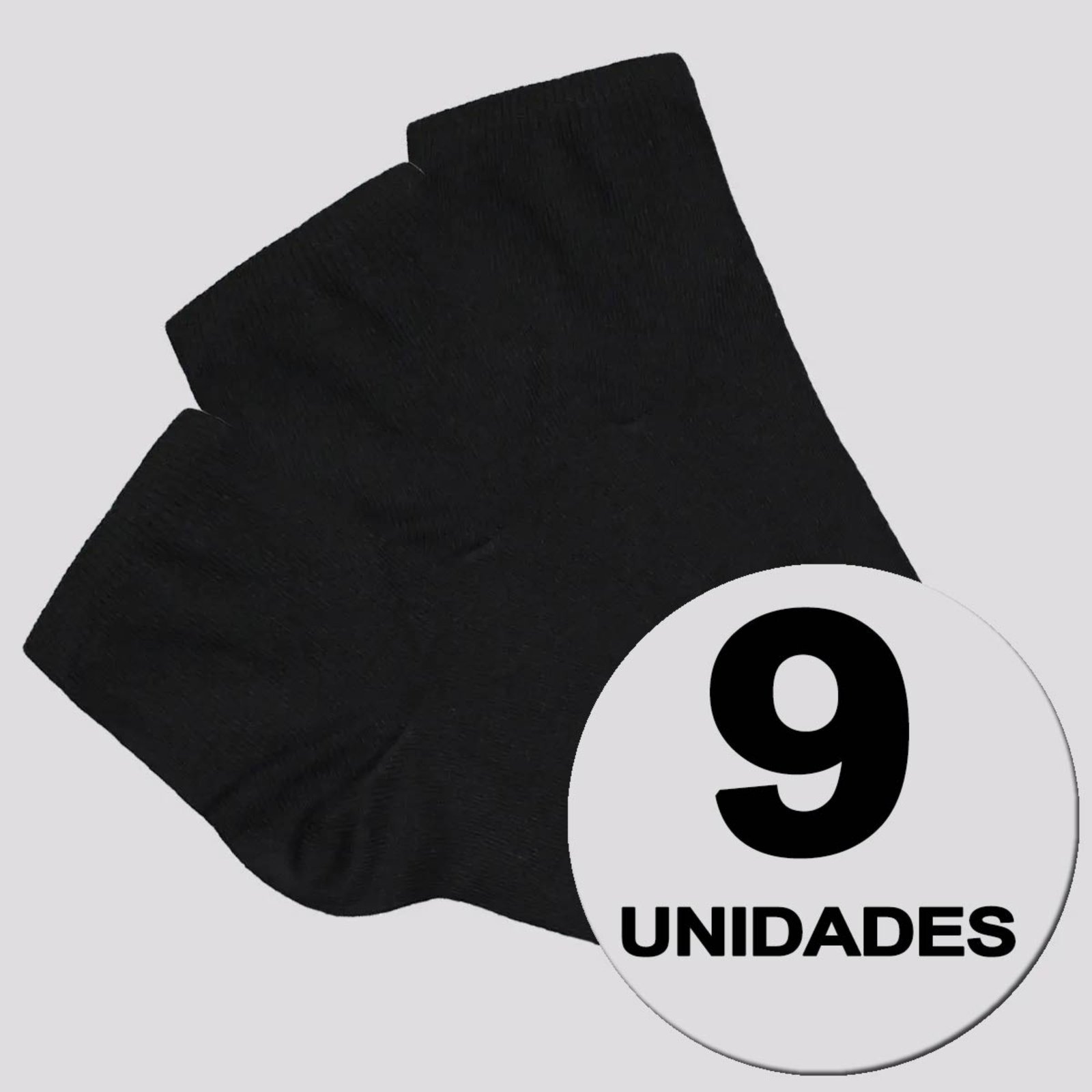 Vista 2 Kit Meia Selene Cano Curto Feminino 9 Pares Preta preto SELENE preto