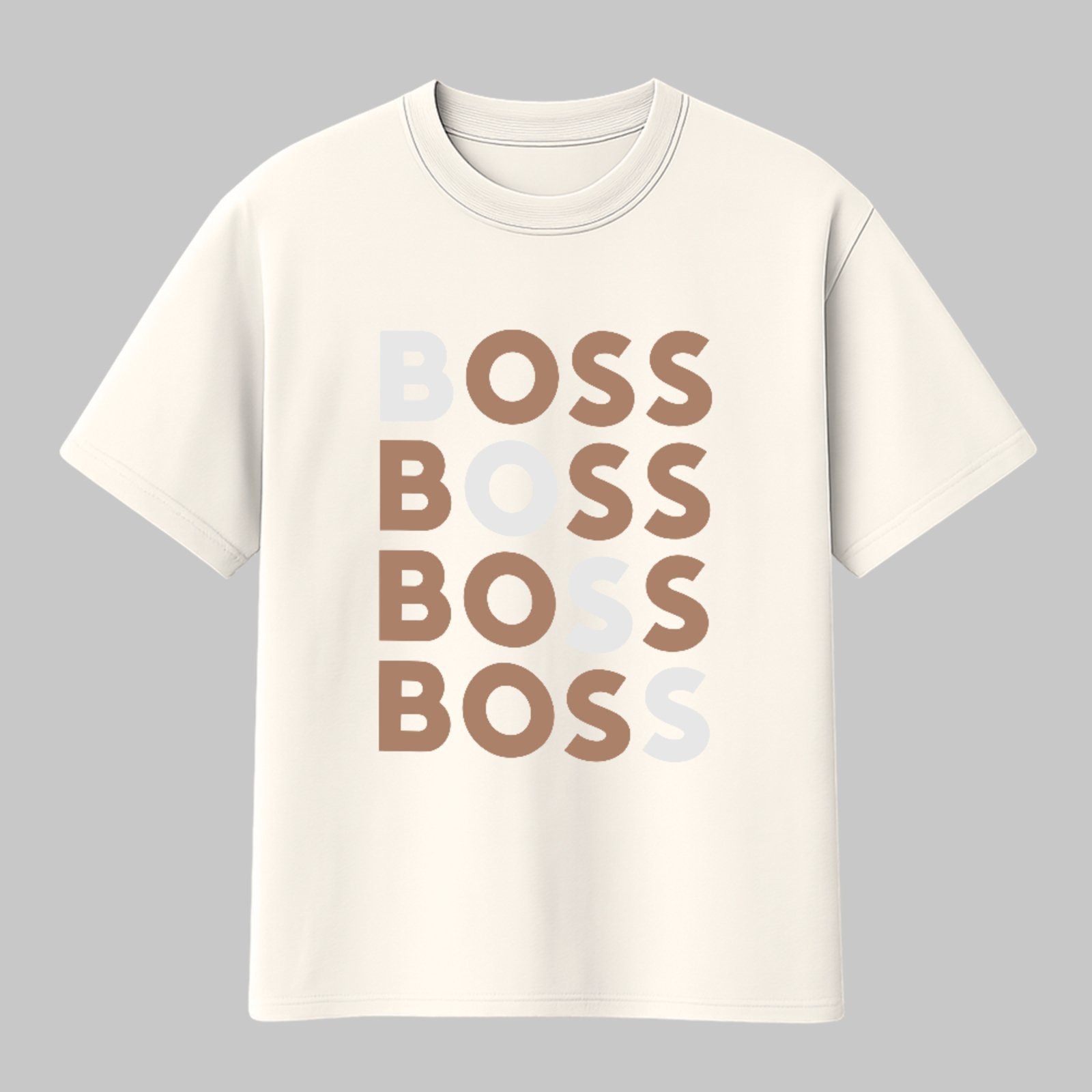 Camiseta Básica Boss Mode Fashion Estilo Moderno Urbano Off White