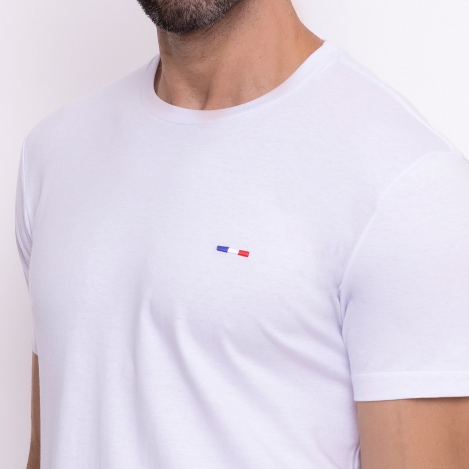 Camiseta Masculina Básica Vih Triny com Bordado no Estilo Tommy Algodão Premium França Branco