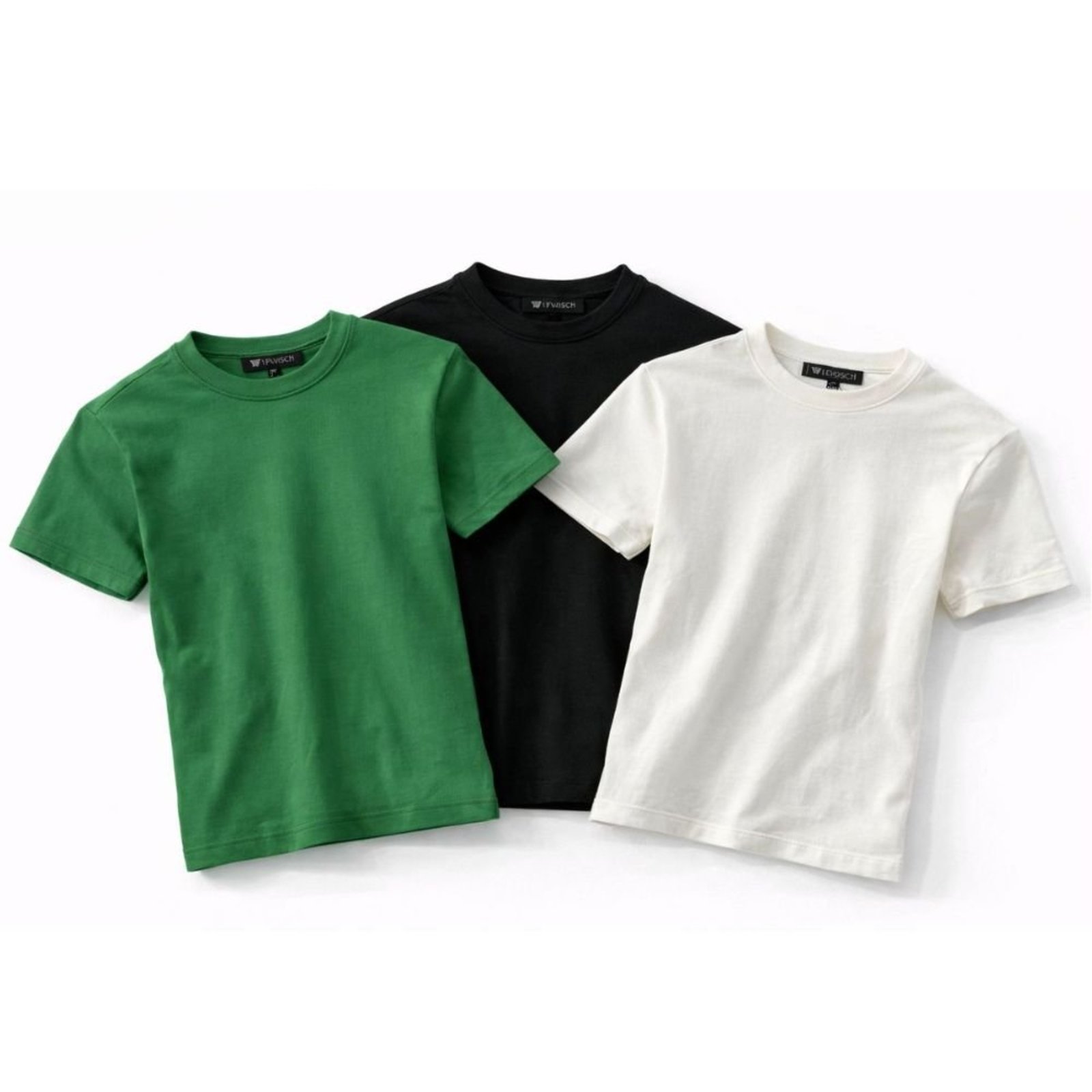Kit 3 Camisetas Femininas 77VS Levosch Algodão Premium Preto/Off white/Verde