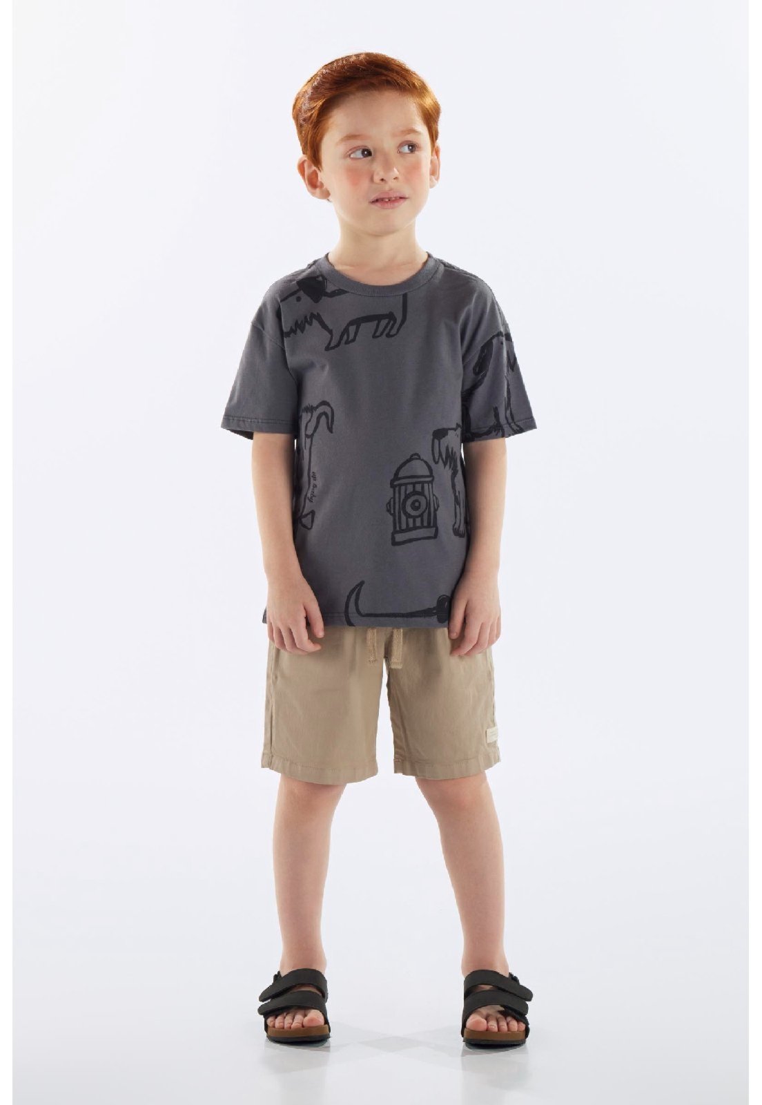 Infantil – Camiseta em Algodão Up Baby Cinza