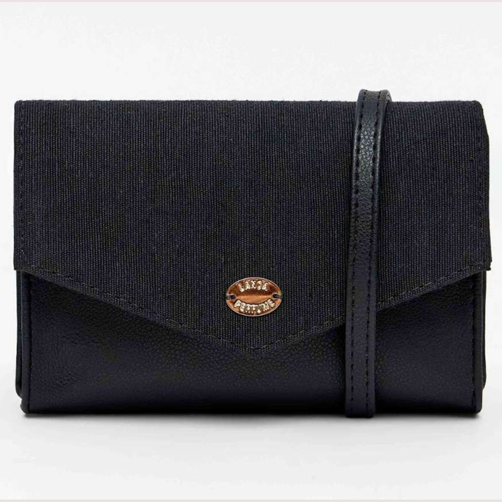 Vista 2 Bolsa Crossbody Lança Perfume Linho Pr26 Feminino preto Lança Perfume preto