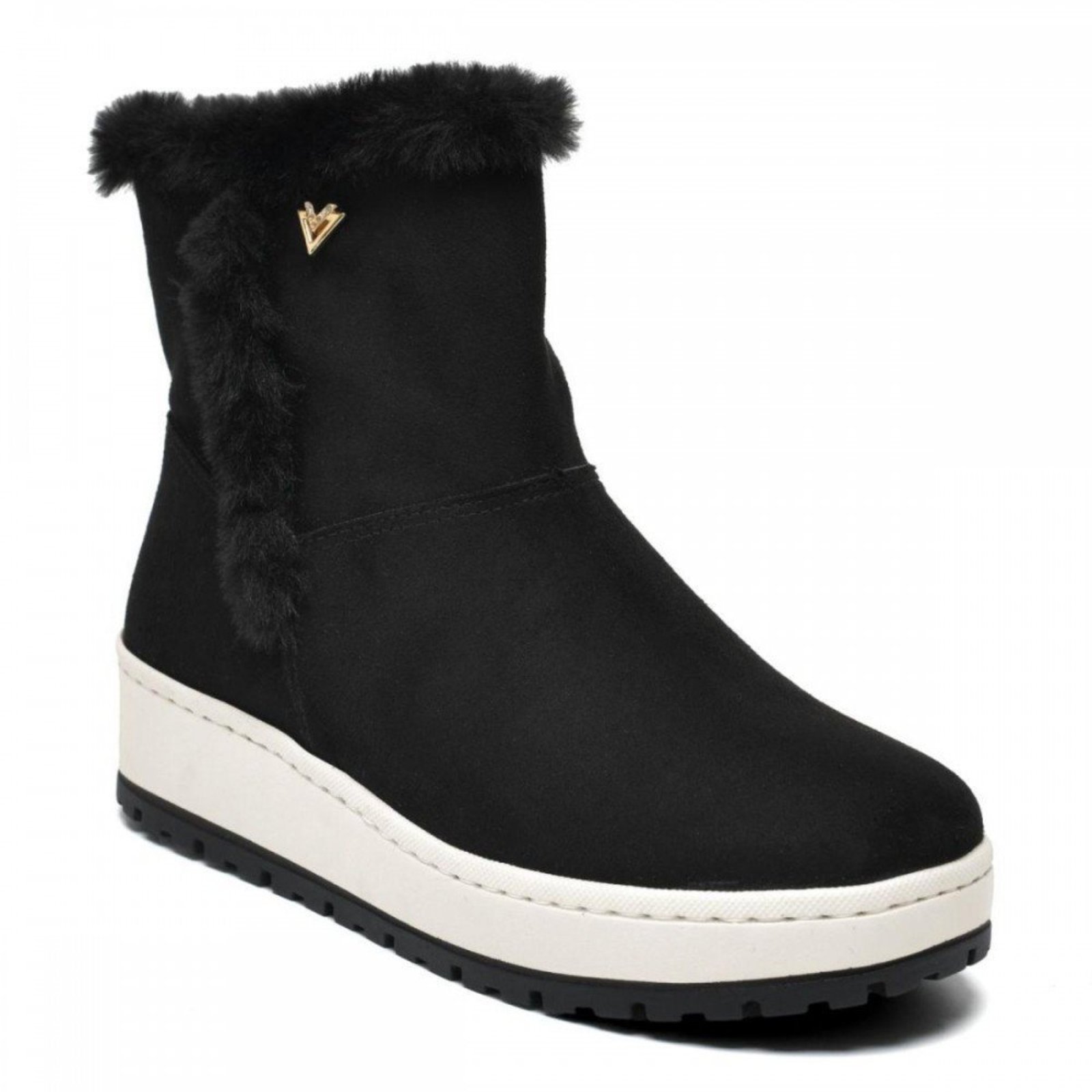 Bota Via Marte 259-014-01 Forrada Lã Pelinho Feminino Via Marte Preto