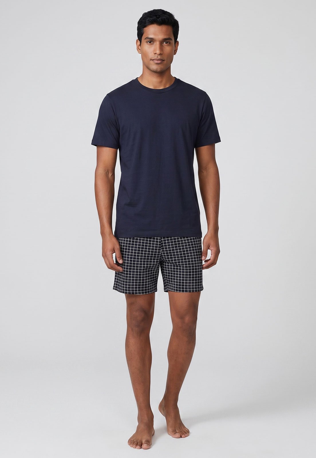 Conjunto Pijama Masculino Hering Quadriculado Azul Marinho
