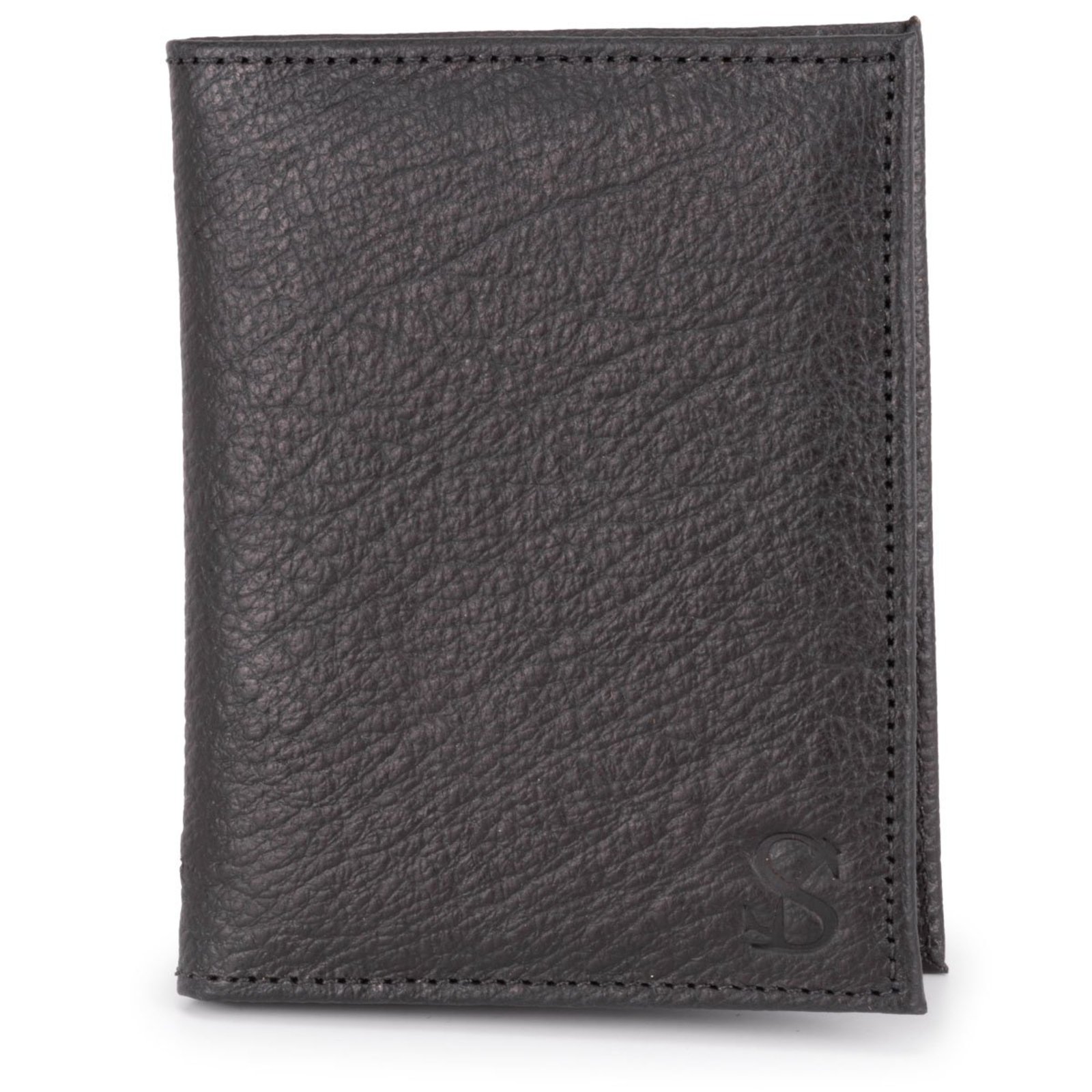 Carteira Masculina Slim Porta Cartão Casual Couro Legítimo ello griff Preto