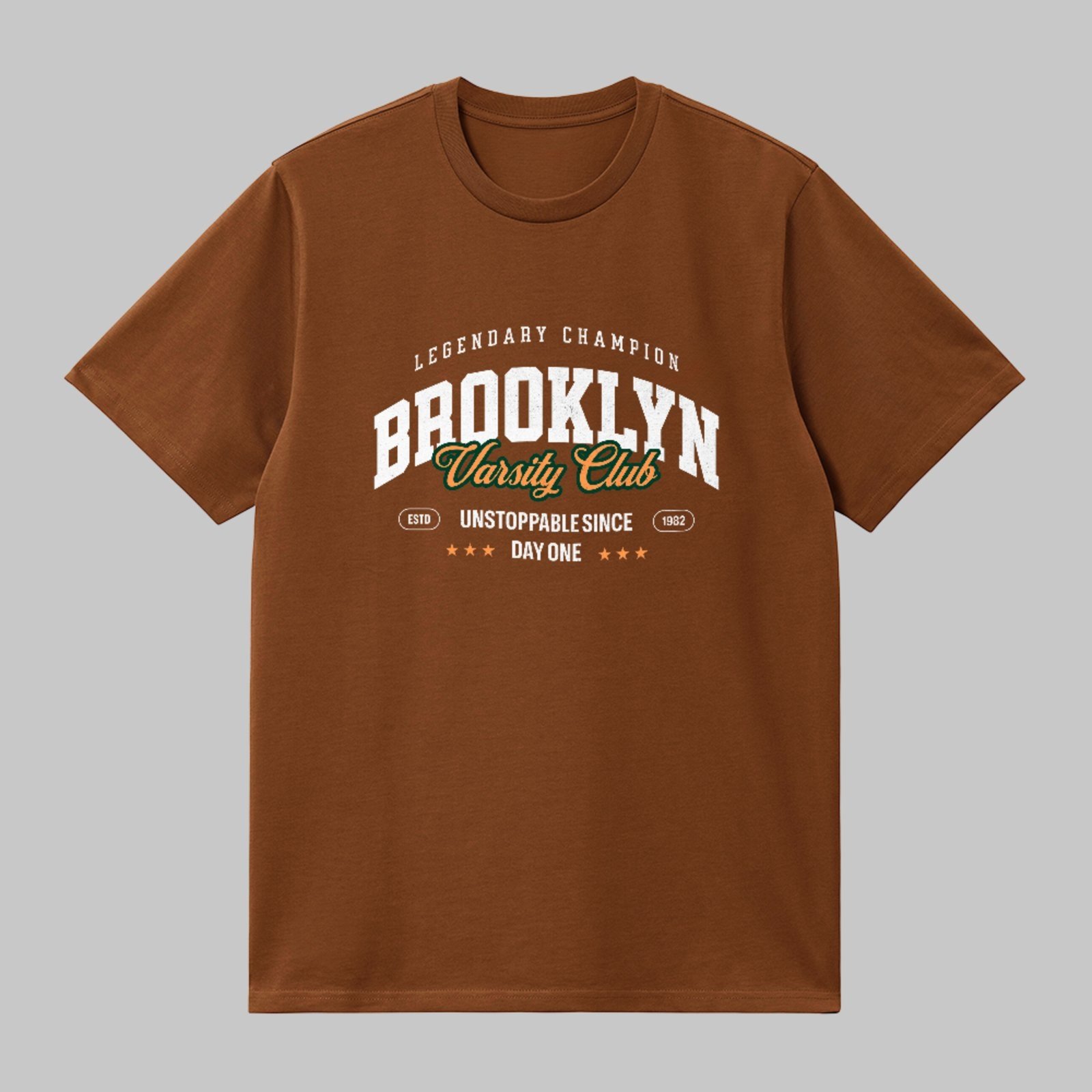 Camiseta Básica Brooklyn Varsity Club Vintage Unissex Marrom