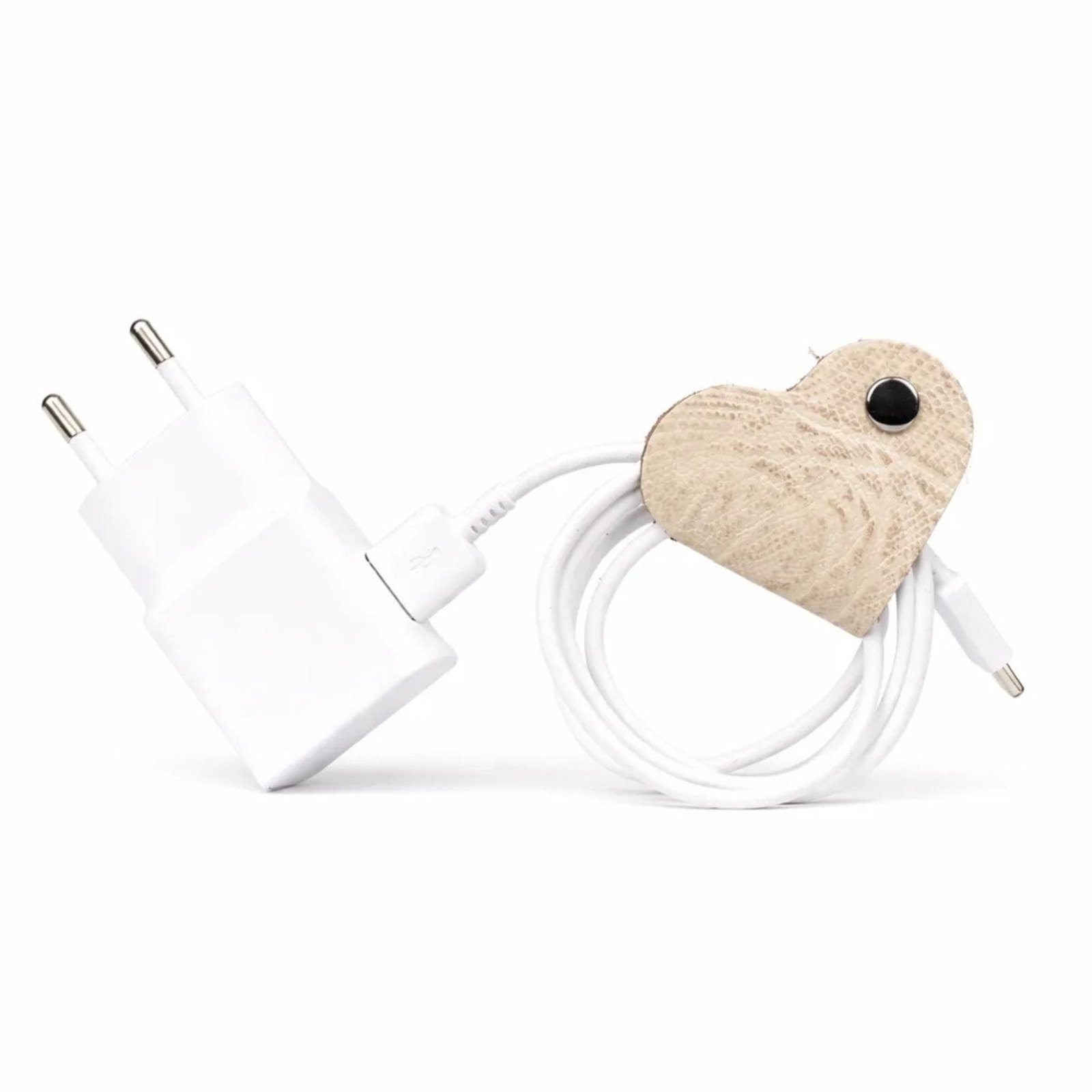 Organizador de Cabos em Couro Coração Artlux Kit com 3 Unidades K574 Off White