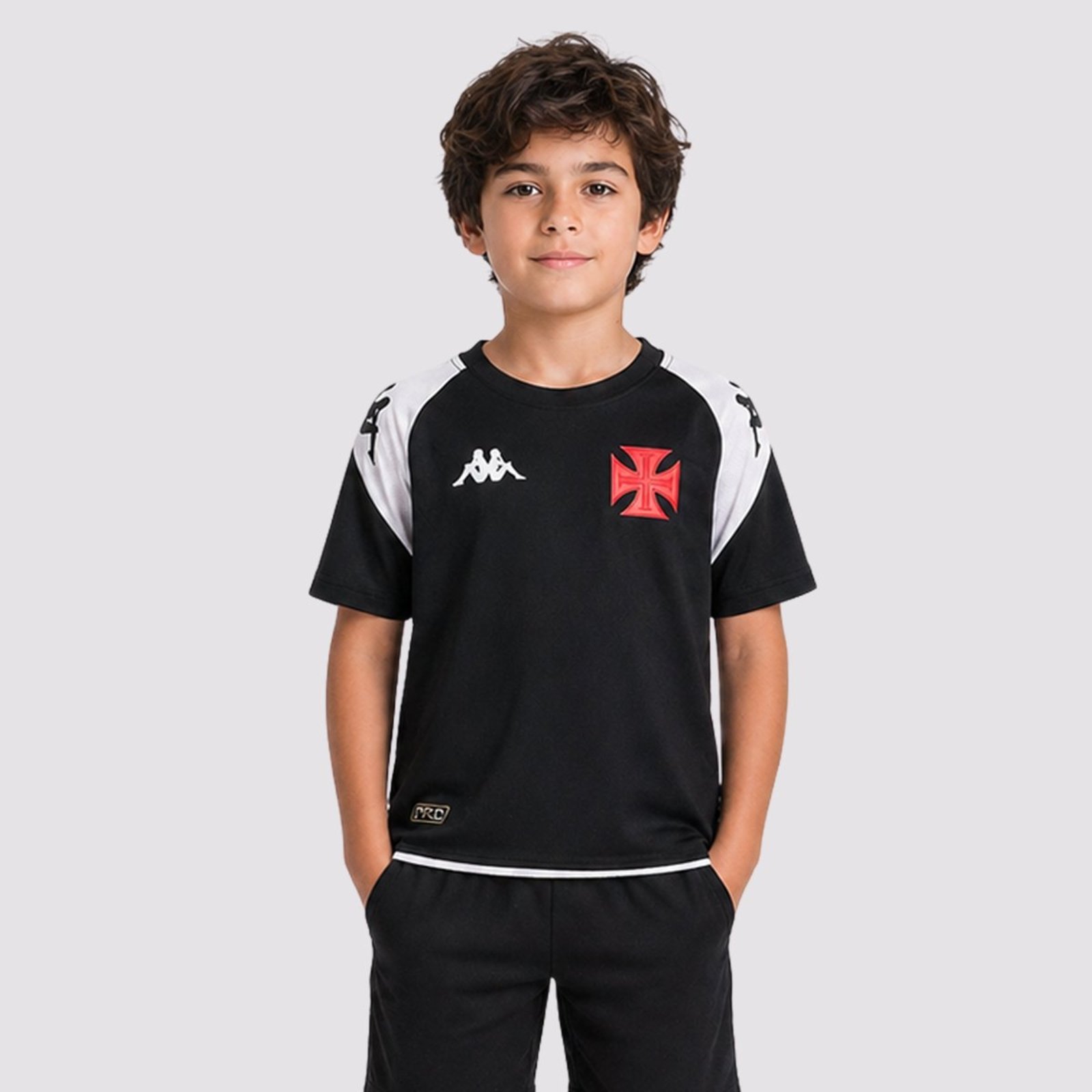 Camisa Kappa Vasco Treino Comissão 2024 Preta e Branca