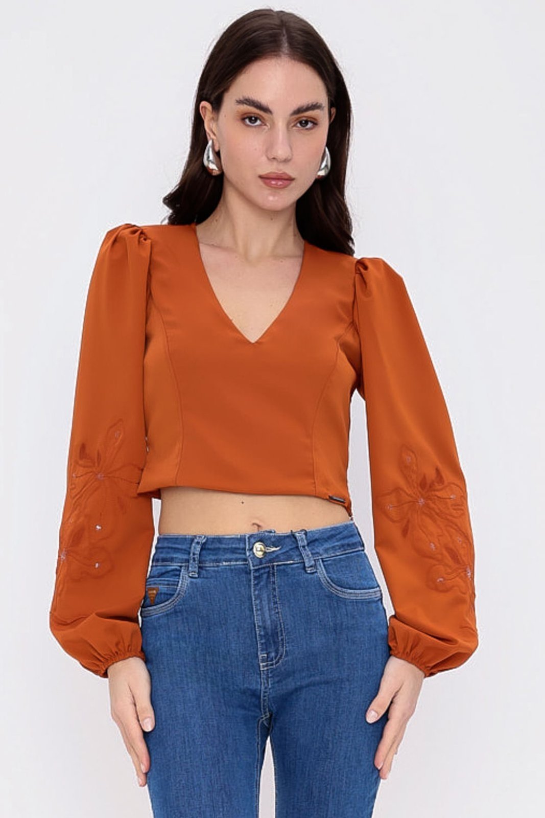 CROPPED FLOWER NIGHT CONHAQUE Gatabakana