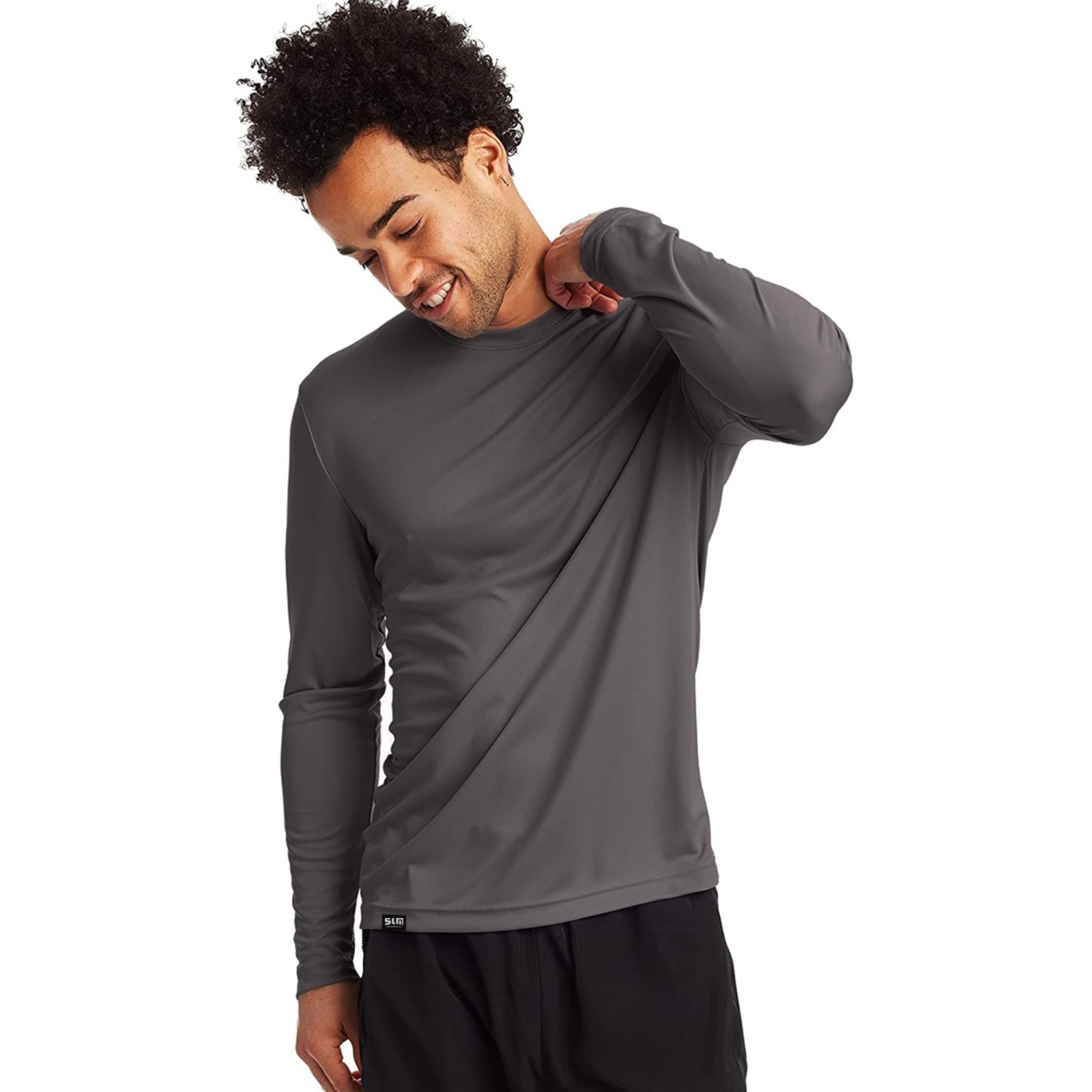 Camiseta Manga Longa Masculina UV Tecido Gelado Cinza