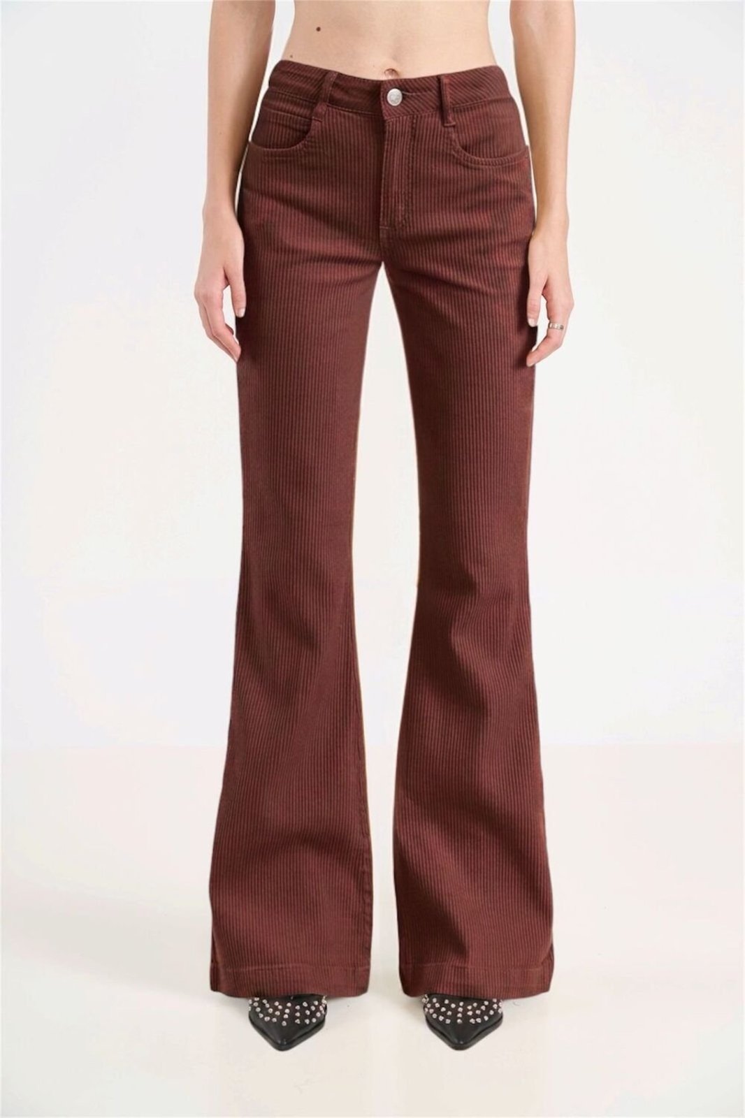 Calça Em Sarja Bia Flare Colcci Marrom Beaten B