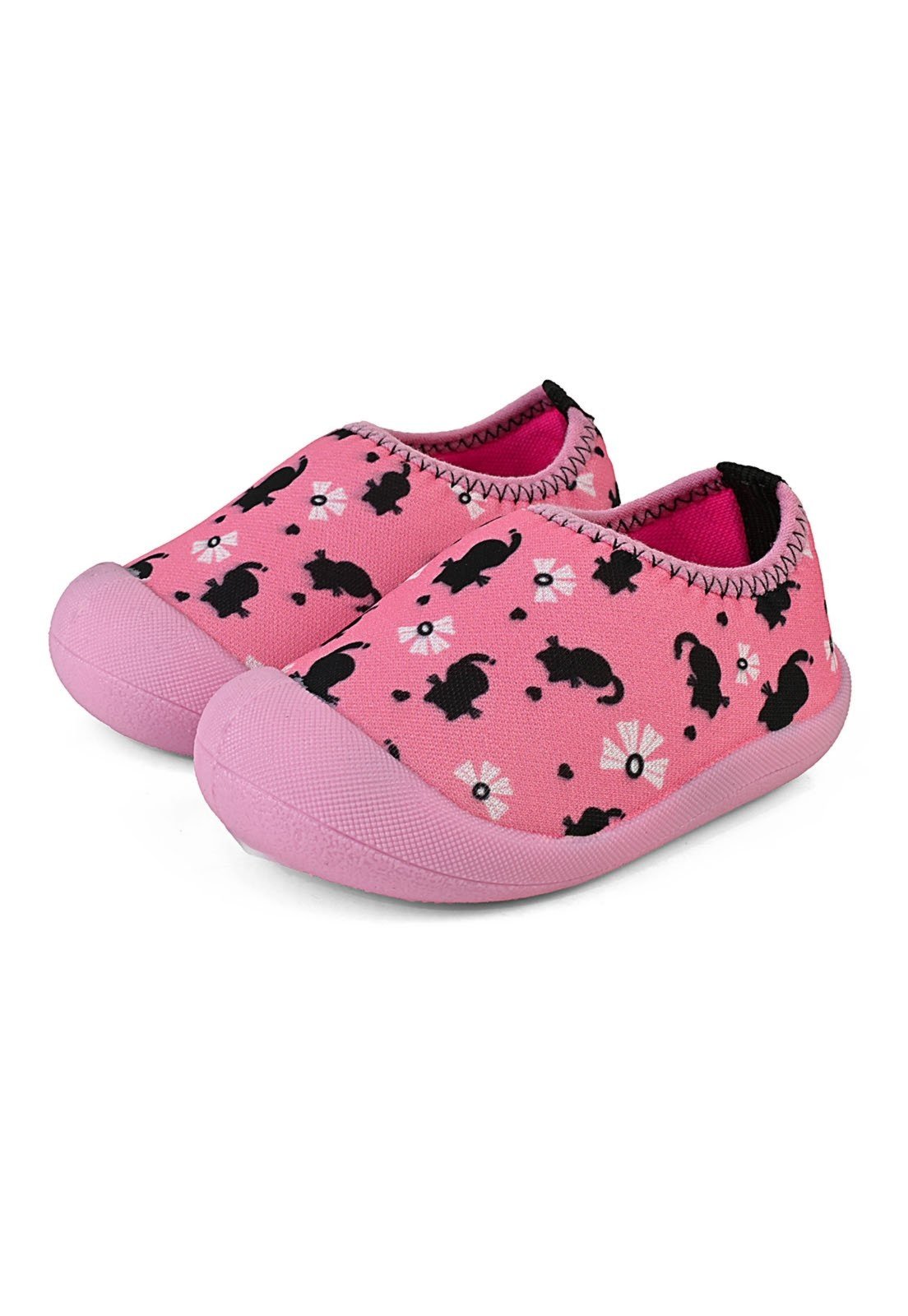 Vista 2 Infantil - Sapameia Menina Rosa/Preto Gatinhos Antiderrapante Conforto Mzkid lilás/pink rosa Mzkid lilás/pink rosa