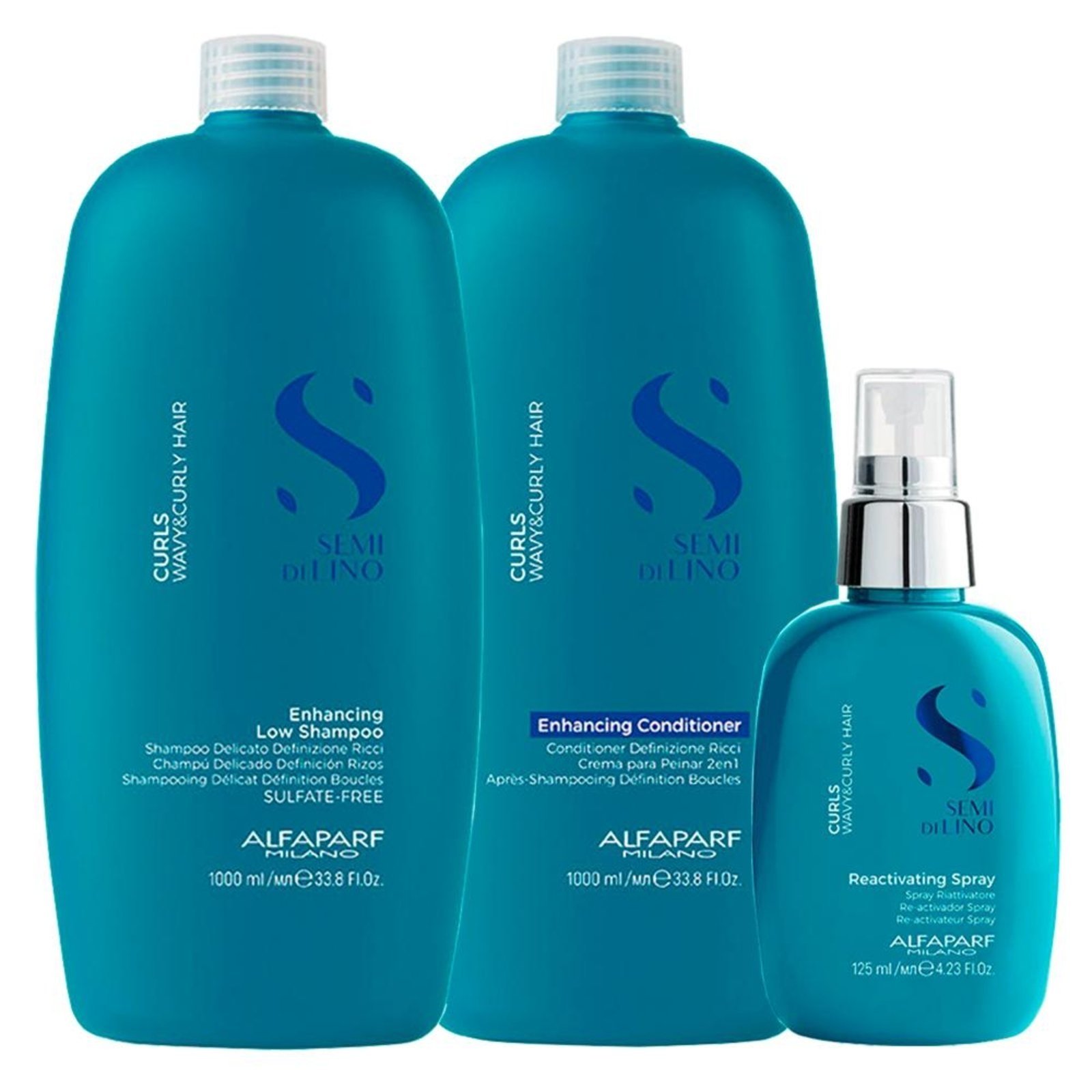 Alfaparf Semi Di Lino Curls Shampoo, Cond e Spray