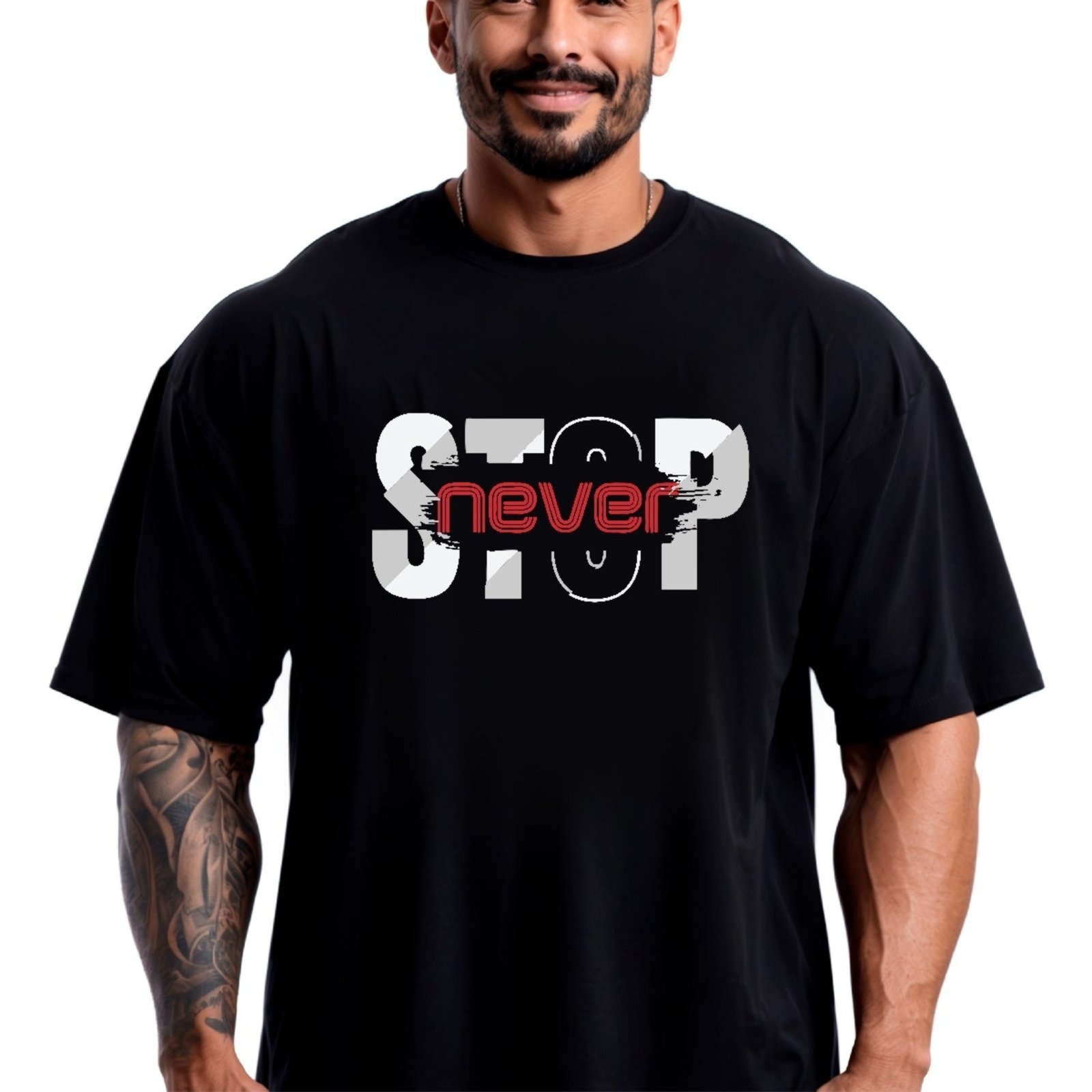 Camiseta Oversized Over Masculina Algodão Academia Preto