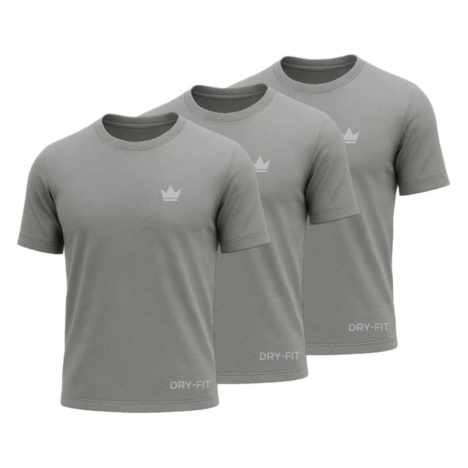 Kit 3 Camiseta QLC Sports Dry Fit Esportiva Cinza