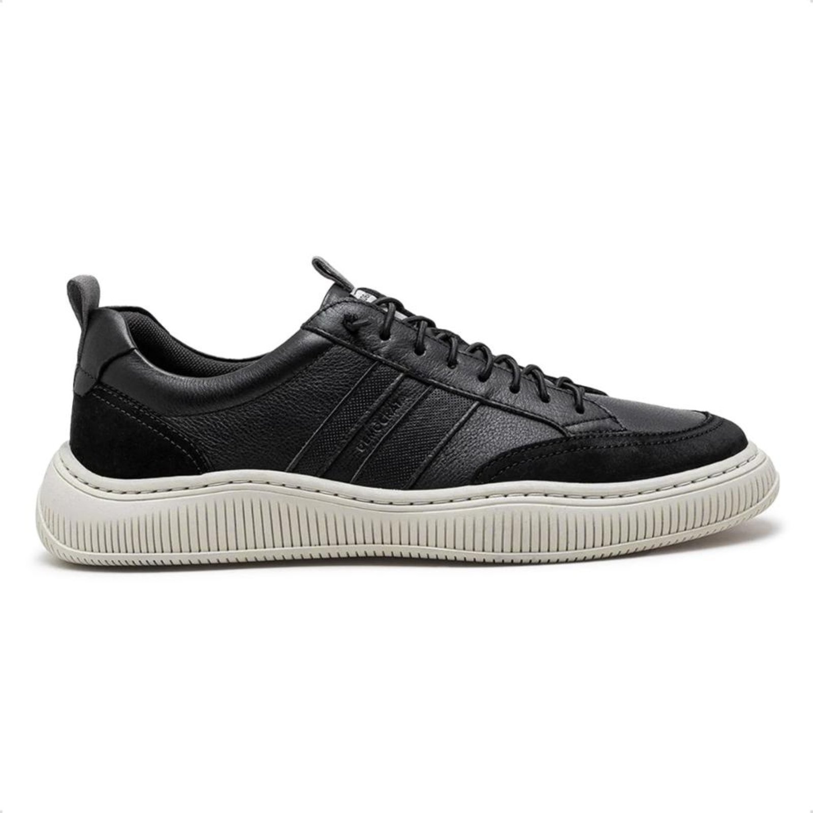 Tênis de Couro Democrata Masculino Denim Vibe 625101 Preto