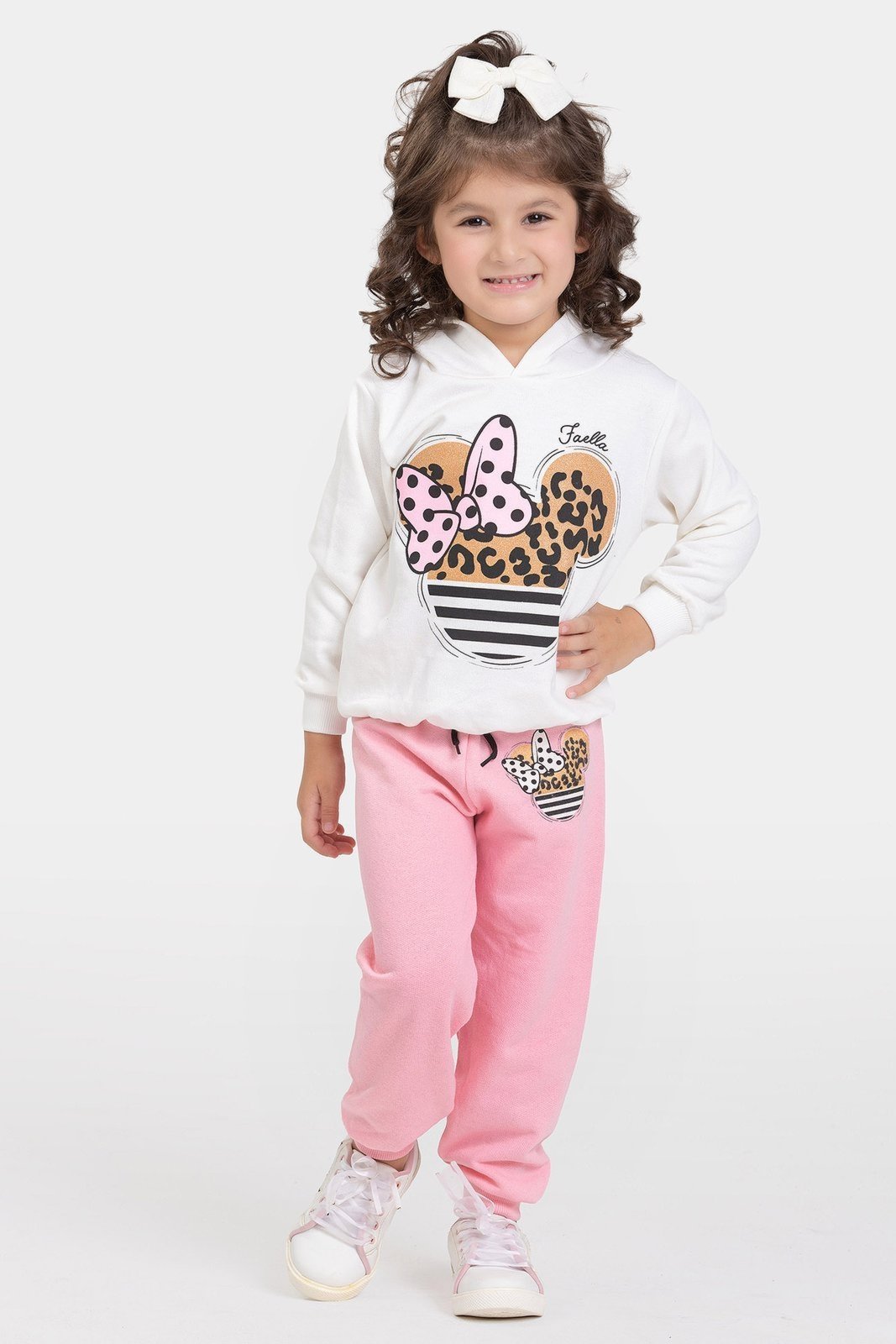 Infantil - Conjunto Moletom Peluciado Feminino Minnie - Off-White