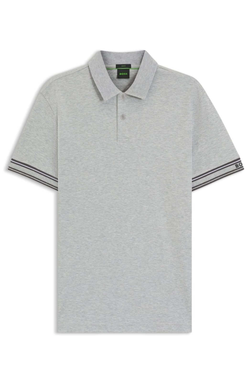 Polo De Ajuste Slim Em Algodão Com Riscas No Rebordo Das Mangas