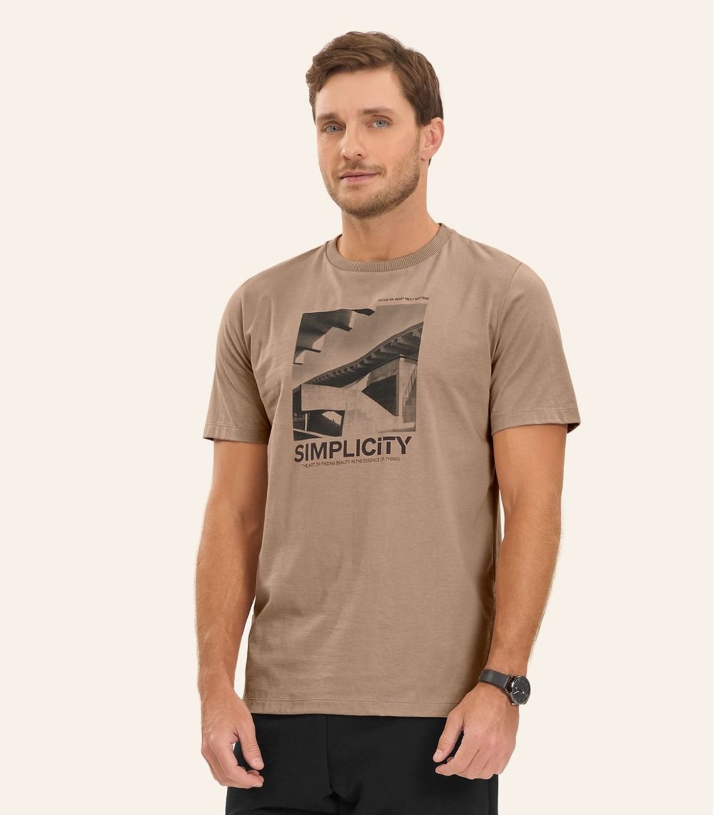 Camiseta Meia Malha Masculina Diametro Marrom