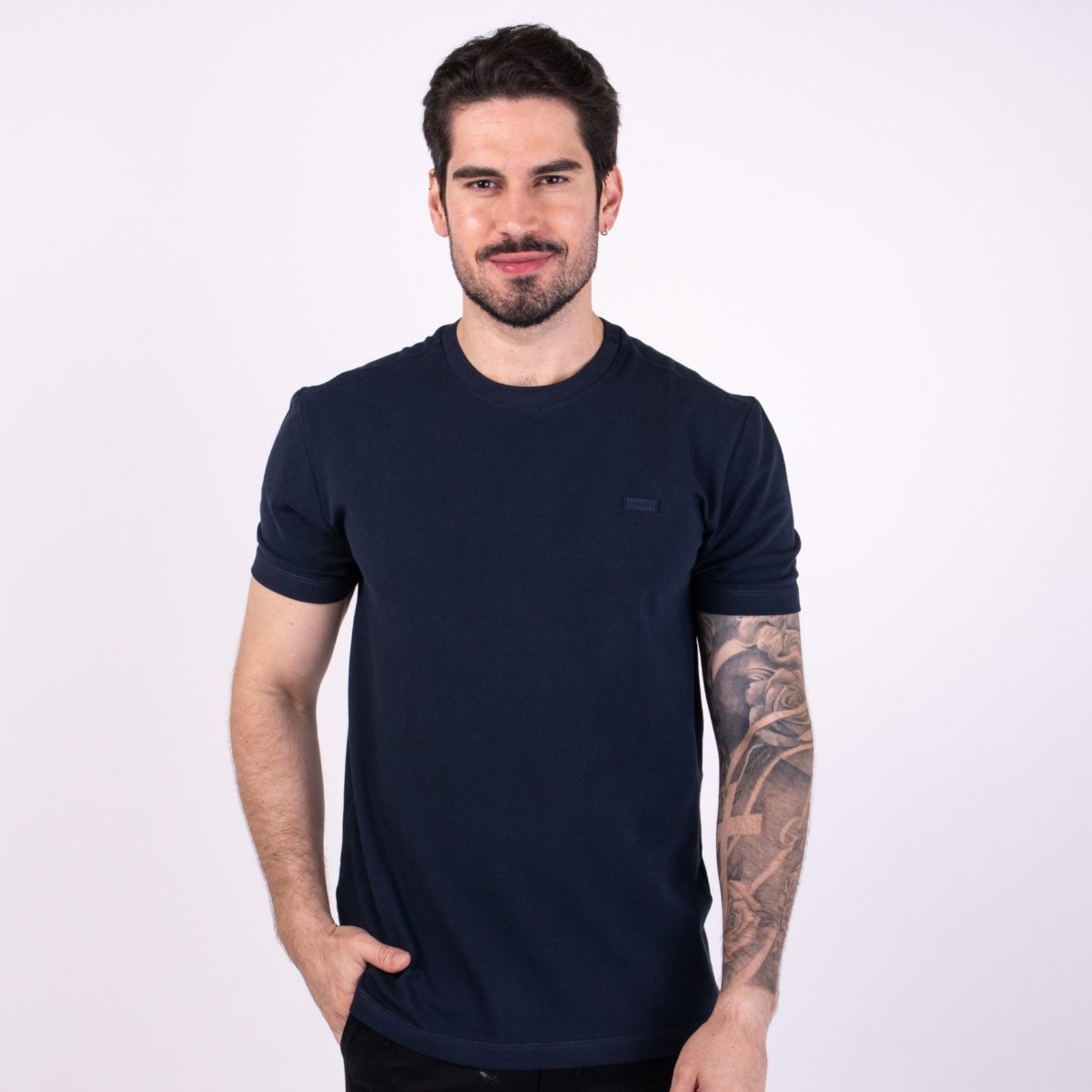 Camiseta Calvin Klein Piquet Patch Marinho